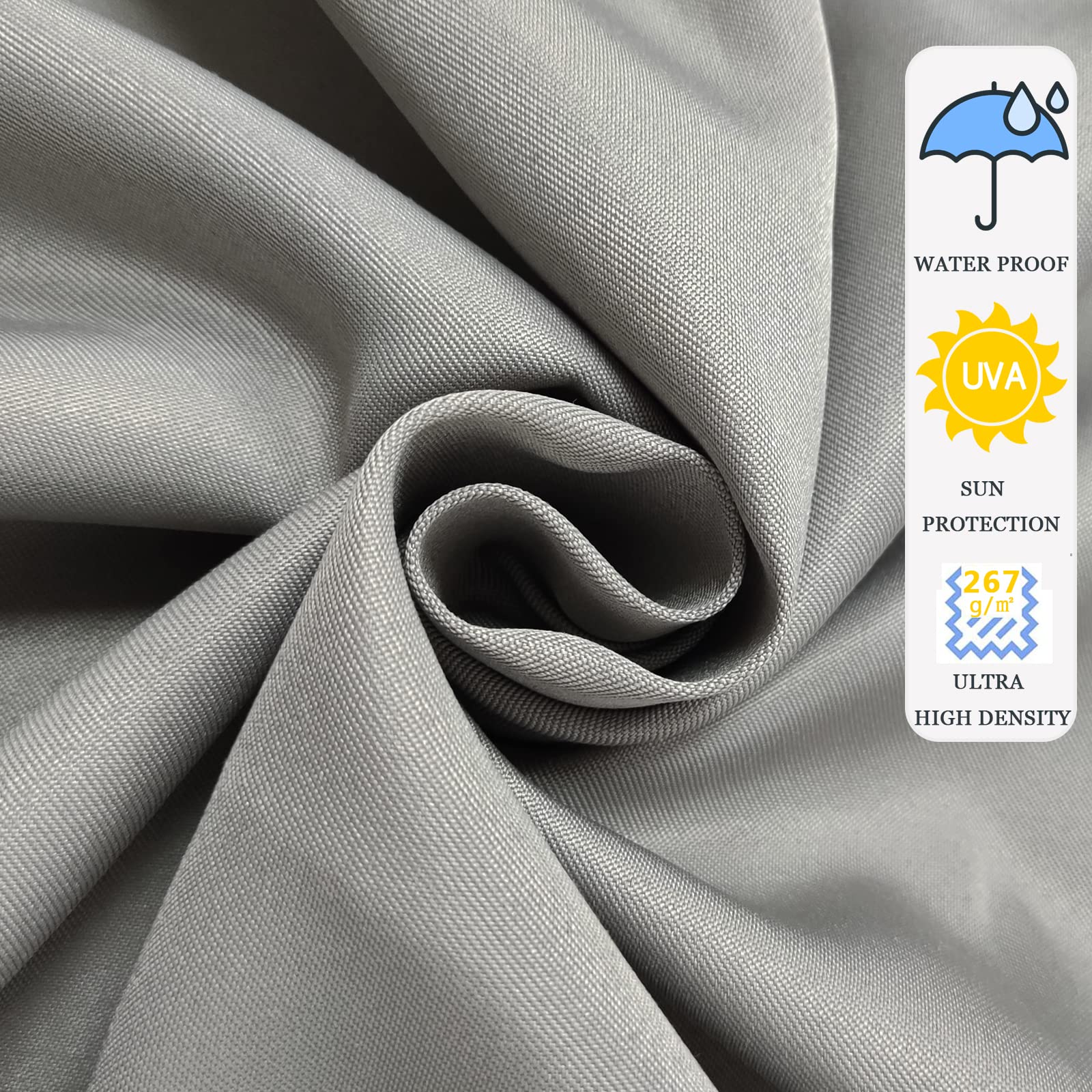 Rideaux d'extérieur imperméables avec œillets, 110 x 130 cm, protection UV et coupe-vent pour terrasse, balcon et jardin – Rideaux d'extérieur durables améliorant l'intimité