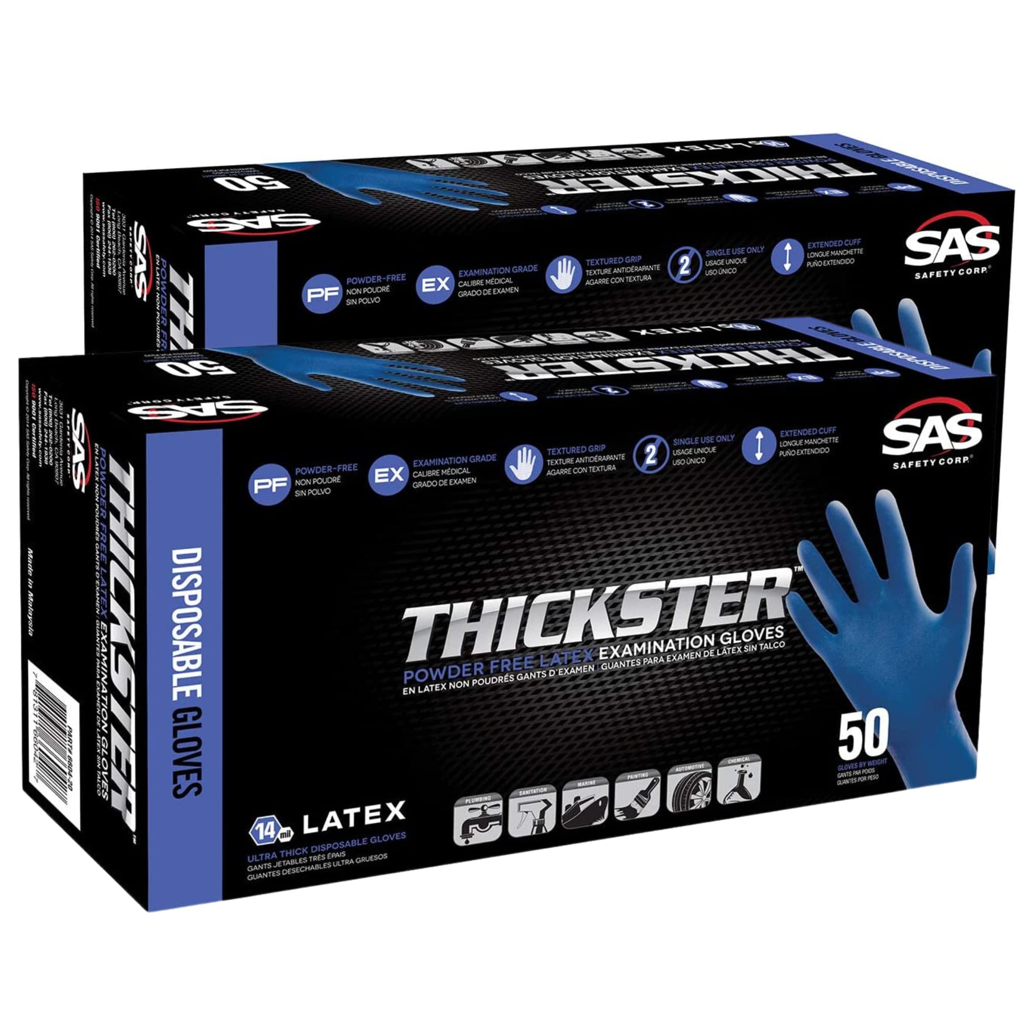Amazon.com: SAS 6602 (2 boxes) Thickster Textured Safety Latex