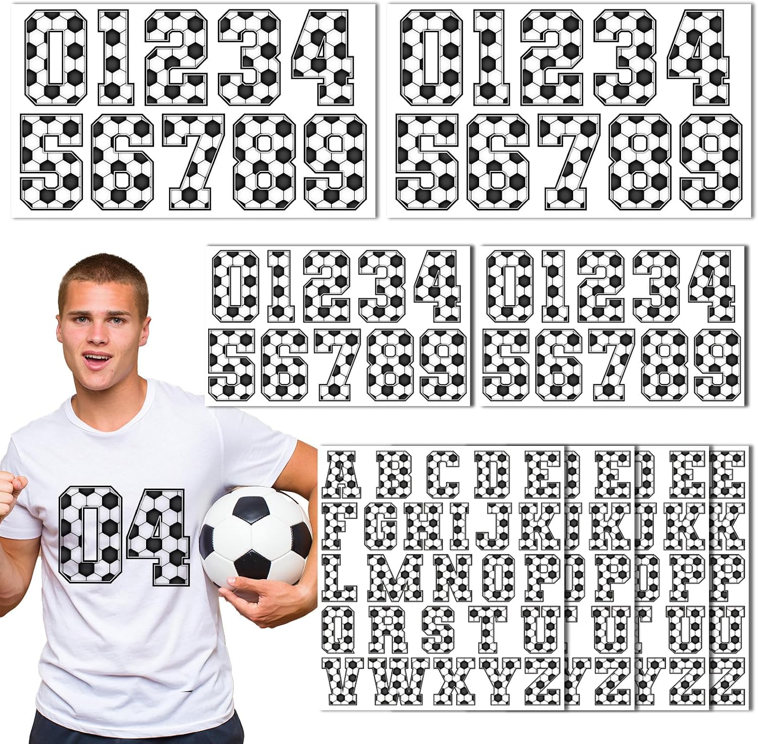 Dazoratix Softball Iron on Transfers - 144 Pcs Letters and Numbers A-Z DTF Ready to Press 0-9 Heat Transfers Vinyl Stickers Decals for Sport Clothing T Shirts Clothes Hoodies Bag DIY Crafts Decoration