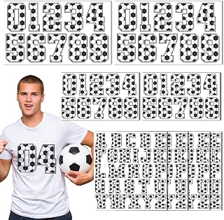 Soccer Iron on Patches - 144 Pcs Letters and Numbers A-Z DTF Ready to Press 0-9 Heat Transfers Vinyl Stickers Decals for Sport Clothing T Shirts Clothes Hoodies Bags DIY Crafts Decorations