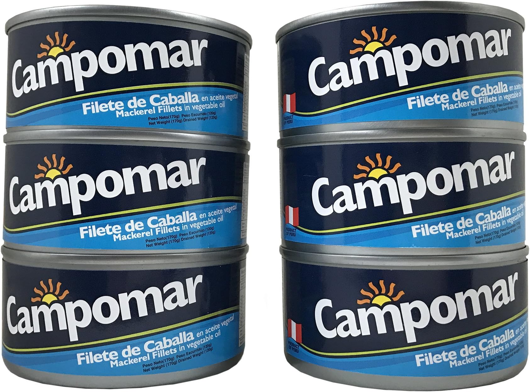 Mackerel Fillets - Filete de Caballa - In Vegetable Oil - Imported from Peru 6 PACK - 170 gr. each_AB