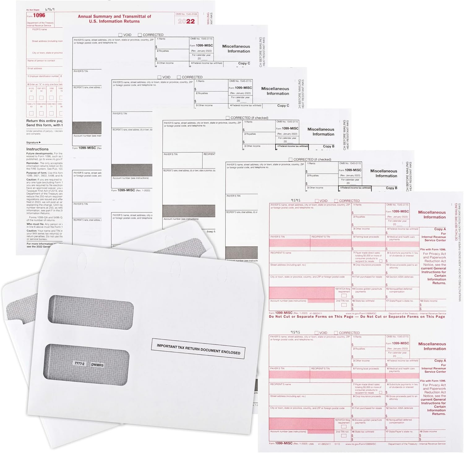 Complete Laser 1099 Misc Tax Form set And 1096 Kit For 50 Vendors 4