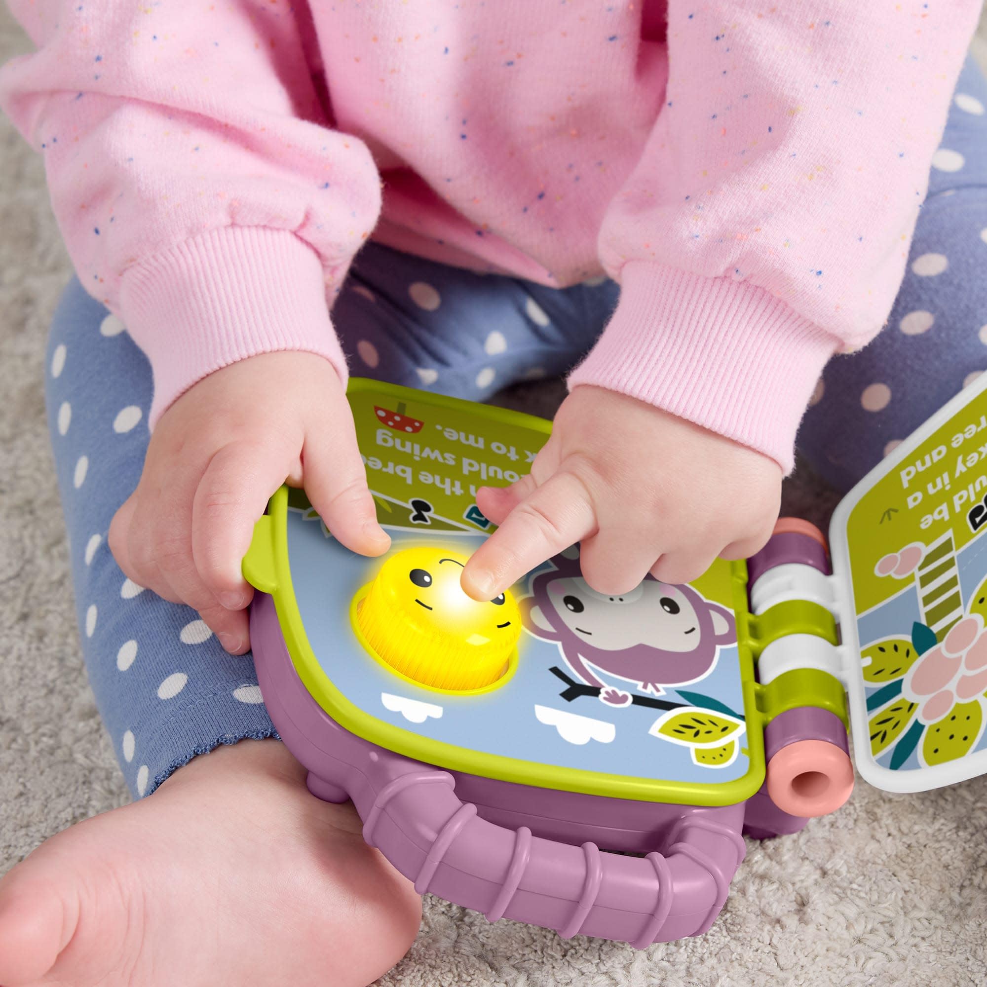 Fisher-Price - Il Libro delle canzoncine della Scimmietta Viola, libro musicale con luci e suoni per l'apprendimento, versione italiana, giocattolo per bambini, 6+ mesi, JFN06