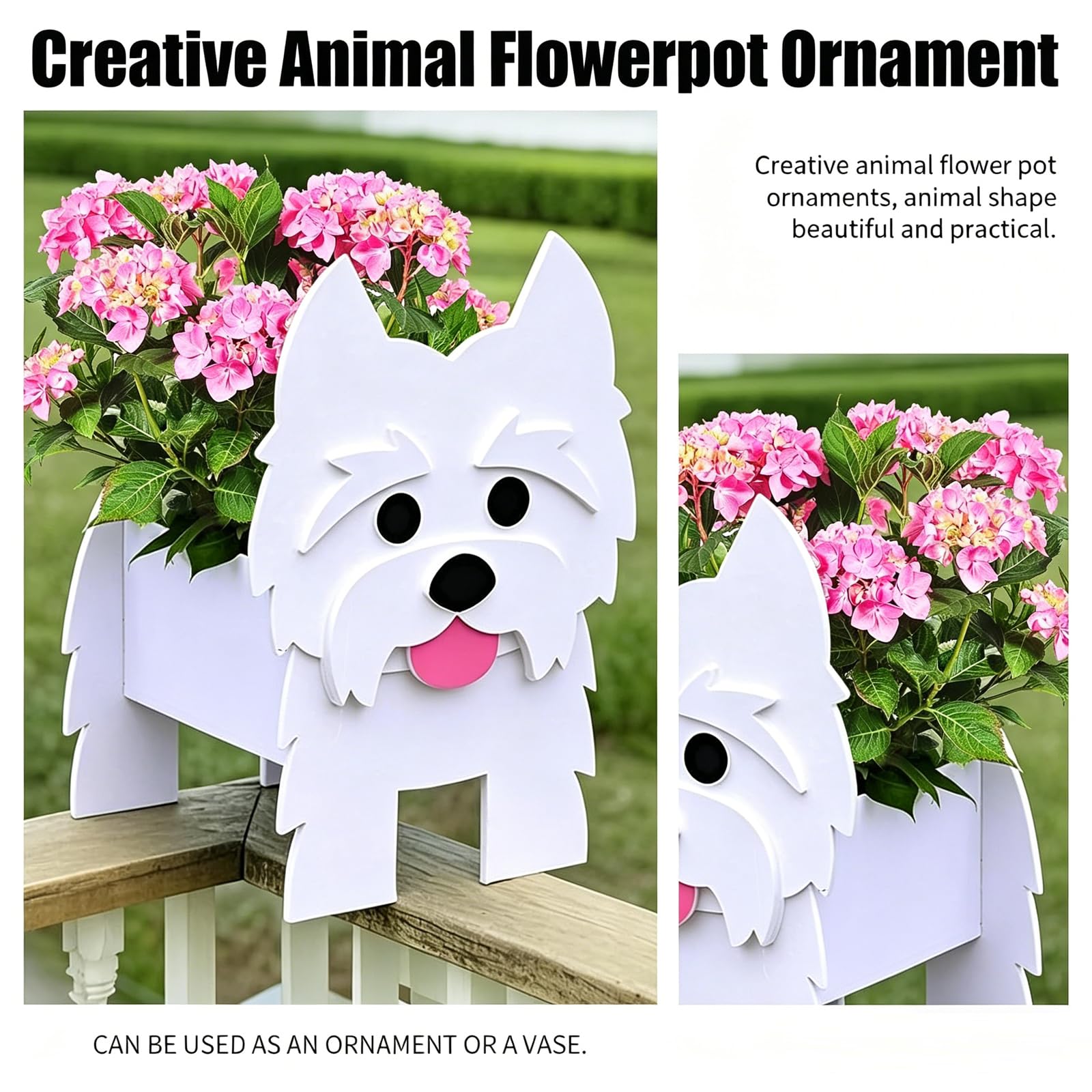 Maceta para decoración de jardín para mascotas, Yorkshire, bonita forma de animal, bonsái, maceta de almacenamiento de plantas, adecuada para chalet, plantas de interior y exterior