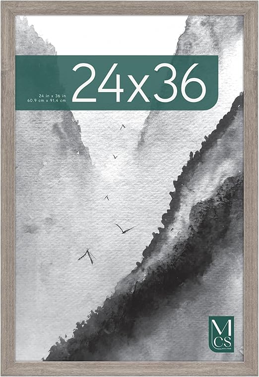 MCS Museum Poster Frame 24x36 Barnwood, Vertical & Horizontal Wall Hanging Large Picture Frame for Photos, Posters & Art Prints (1-Pack)