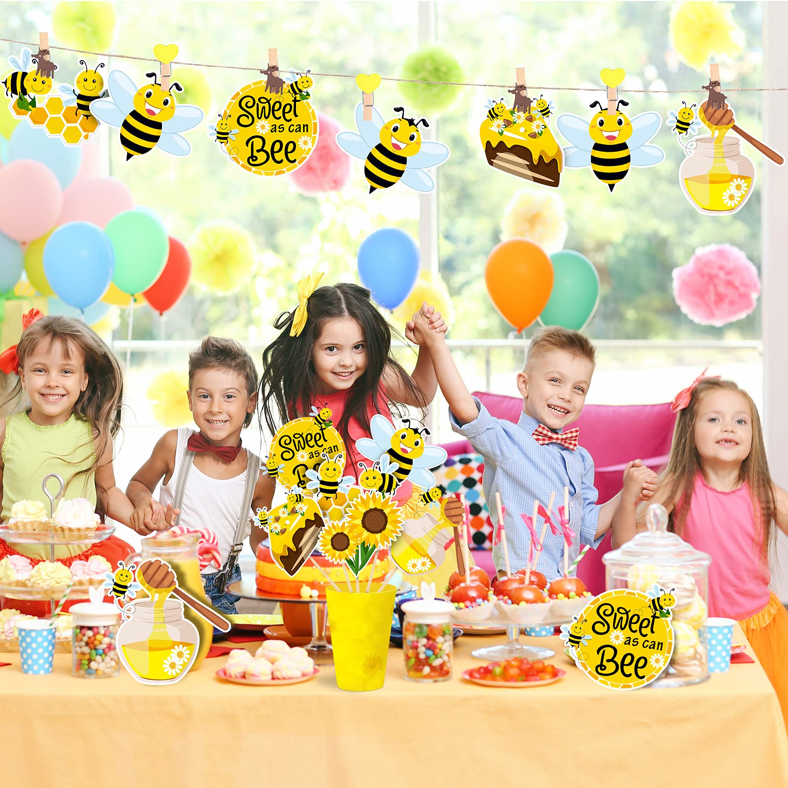Set of 24 Bumble Bee Baby Shower Centerpieces Sticks Honey Bee