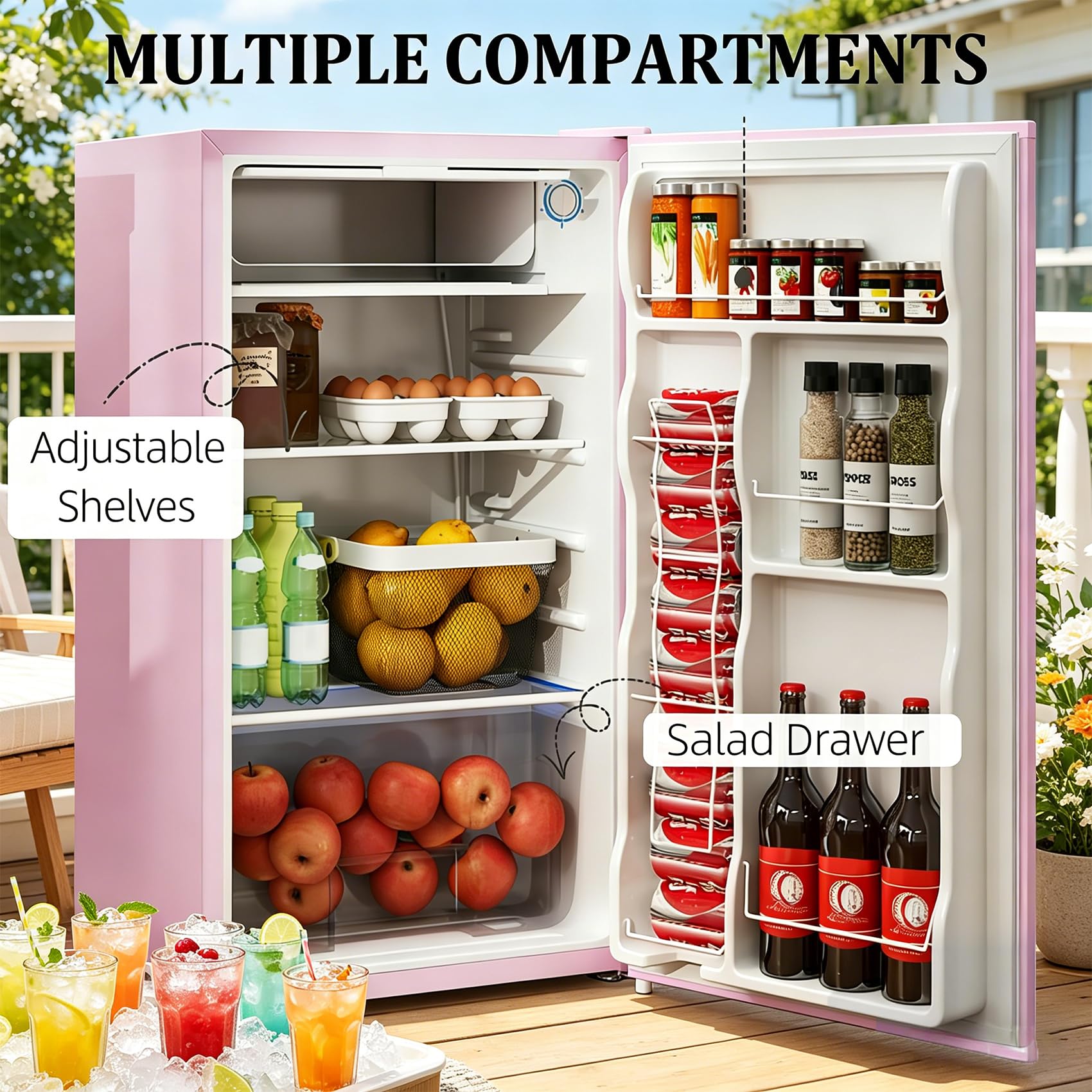 Aceinheu Small Corner Freezer, 1.1 Cu.Ft Compact Upright Freezer With 5-Level Thermostat, Pink Deep Freezer For Ice Cream Or Seafood, Portable Unit For Dorm Office Bedroom Apartment (Pink B) on Fridge.com - View 3
