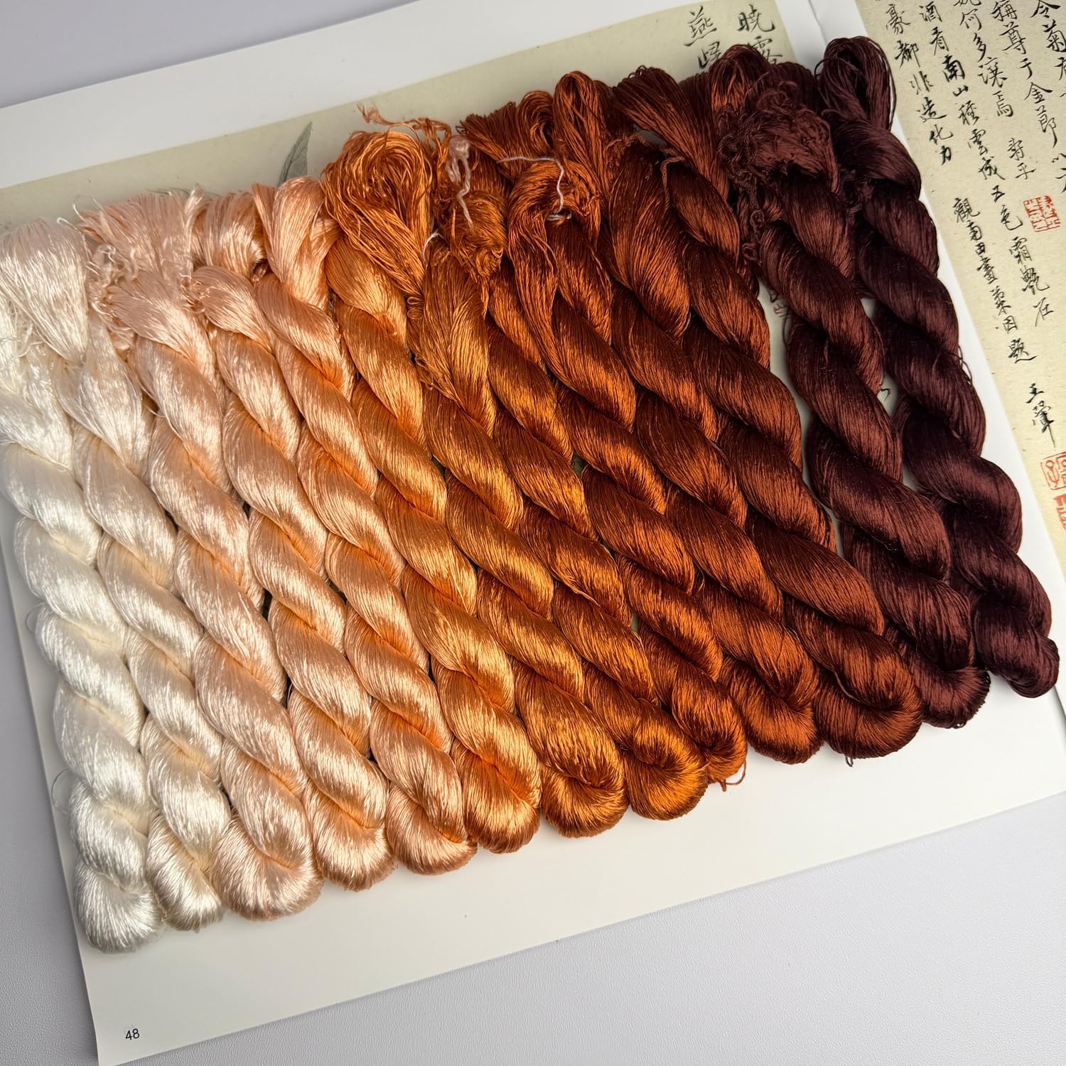 100% Nature Mulberry Handmade Embroidery Silk Thread Woven Jewelry Accessory Artificial Flowers Cross Stitch Floss DIY Sewing Kits 13 Gradient Colors 110m Each (30)