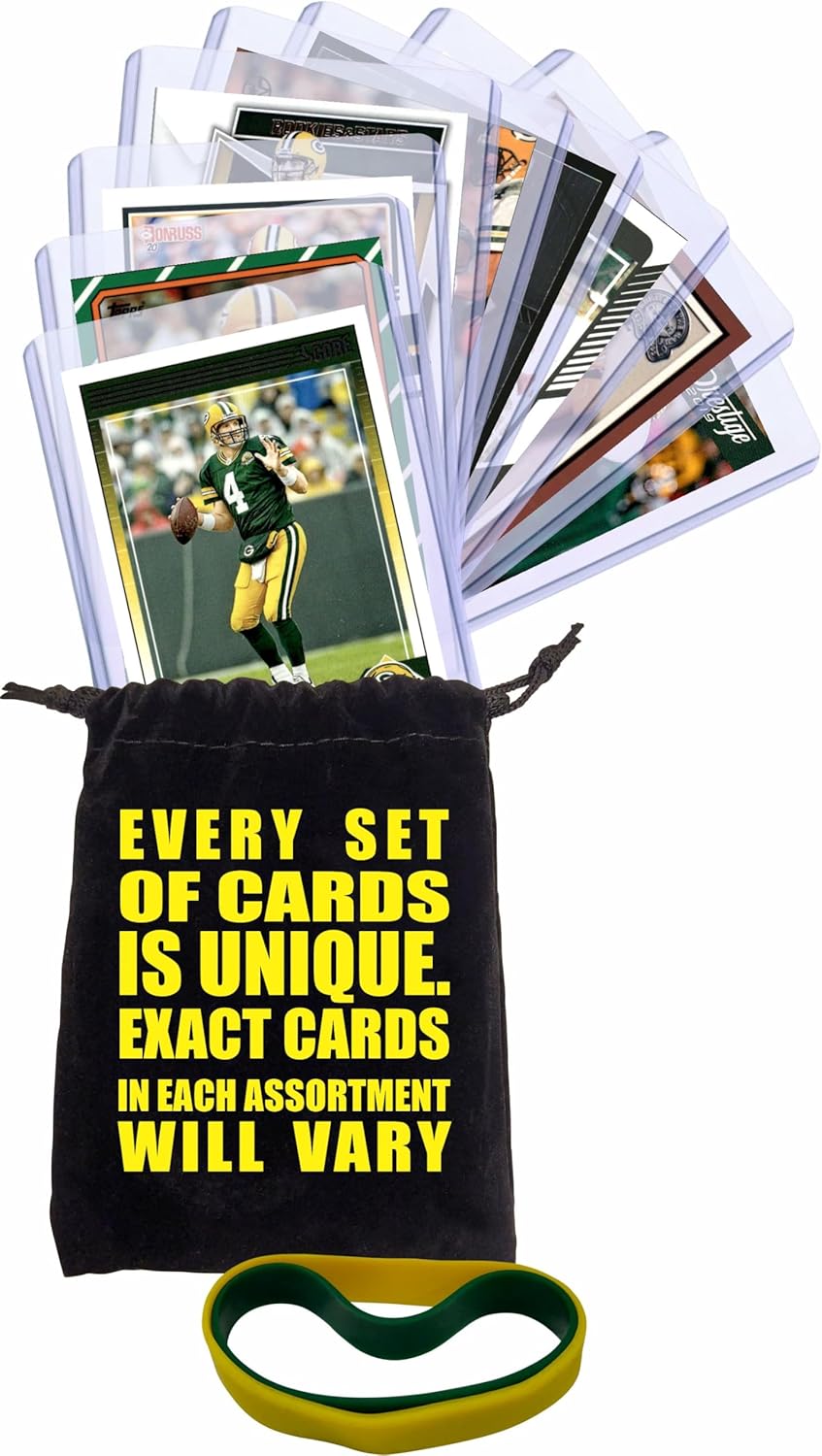 Green Bay Packers Football Legends Cards: Brett Favre, Bart Starr, Reggie White, Aaron Rodgers, Donald Driver, Ahman Green, James Lofton, Ray Nitschke, Mason Crosby (9) Assorted GOAT Card Hall of Fame Gift Pack