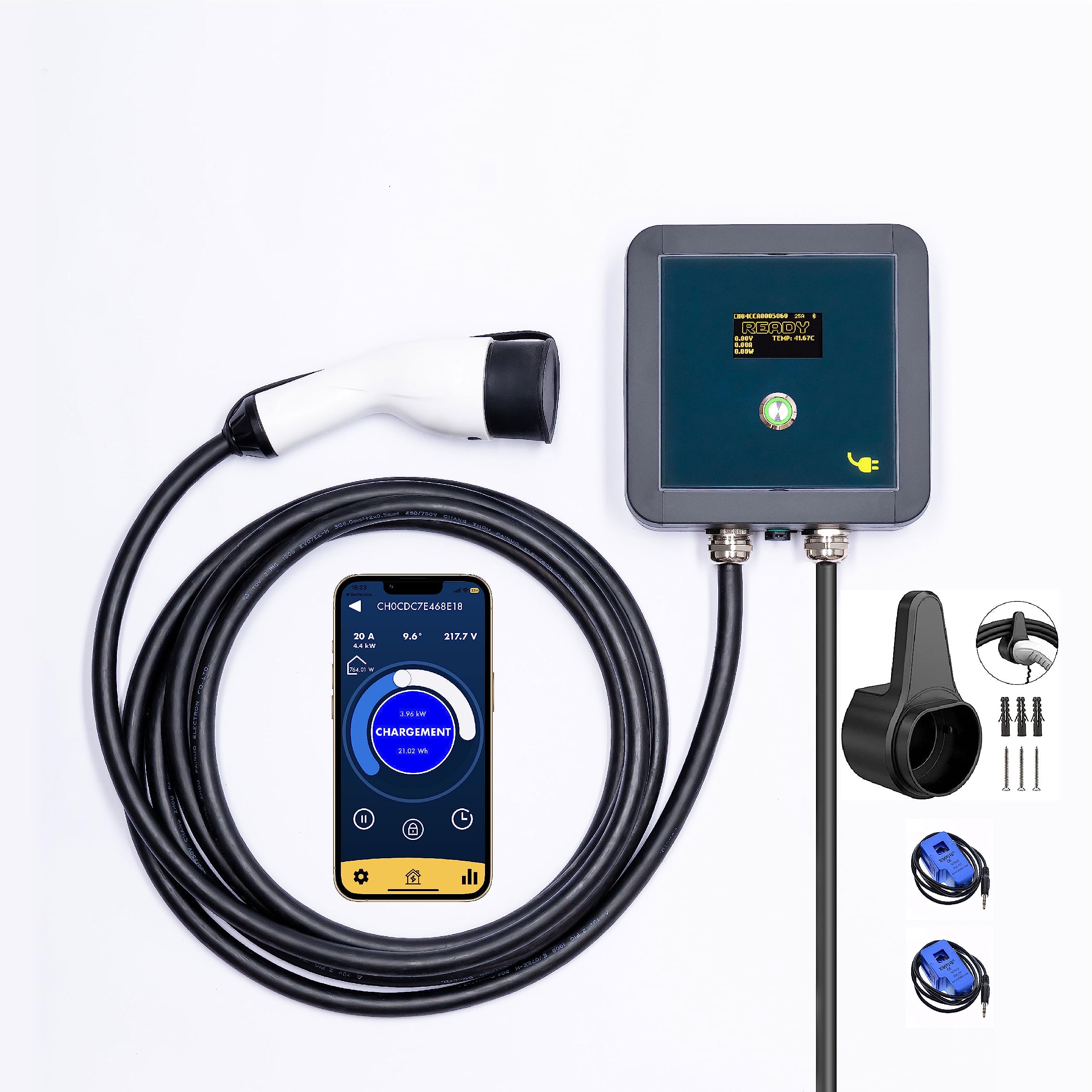 Wallbox ChargeSplit DOMUS WB132HS,TIPO 2,7.4kW,5M,WiFi/BT,OLED 2.42,Bilanciamento Carico/Solare. APP iOS/Android, schedulazione,monitor consumi casa/ricarica/Differenziale 6ma dc