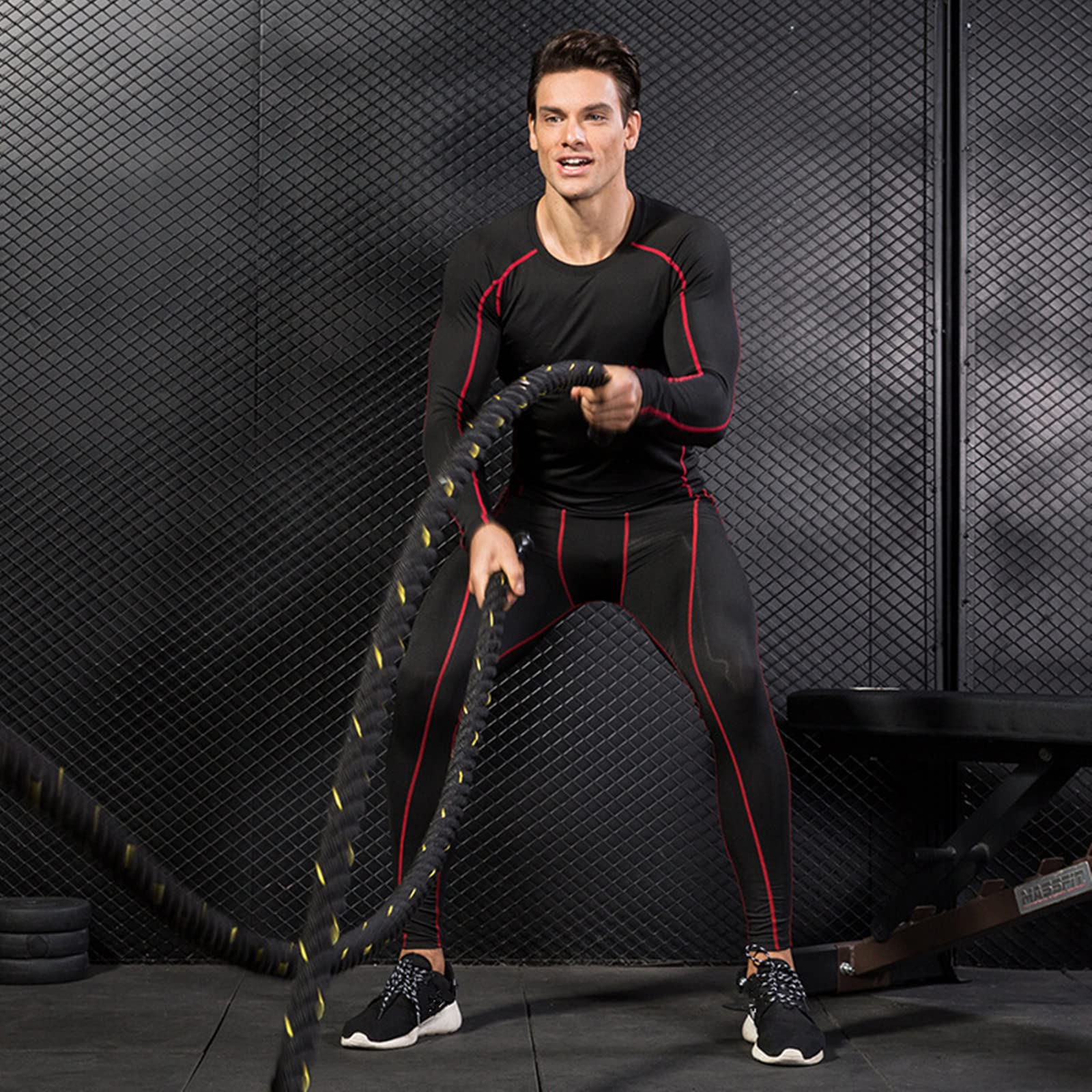 SANANG Homme Athletic à séchage Rapide Compression sous-Couche sous-Couche Haut T-Shirt à Manches Longues 3 Pack