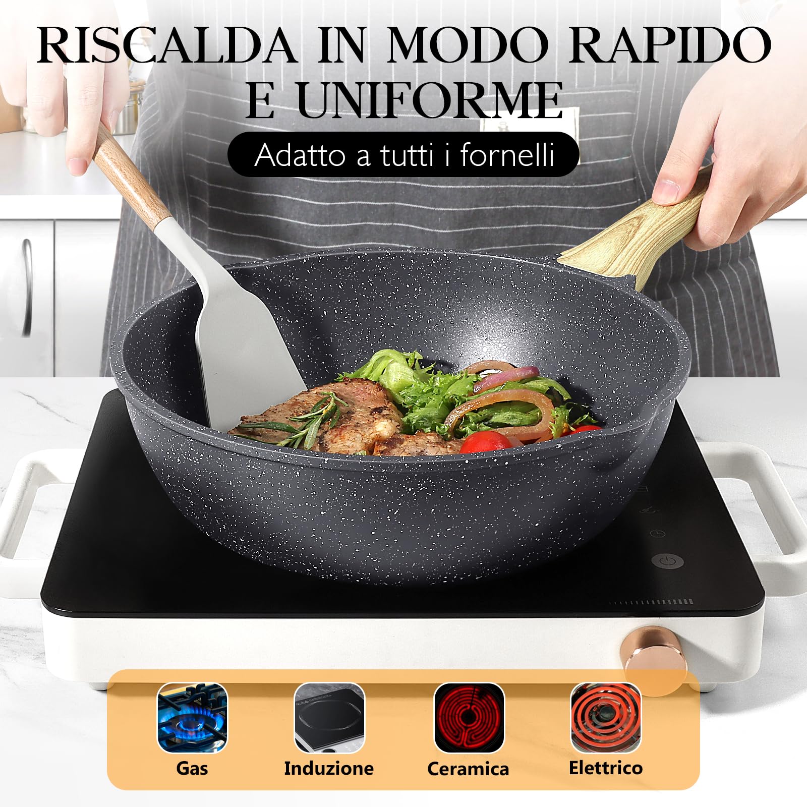 Stahl Wokpan Hybrid Met Deksel 28cm - Marc Cook & Home | Webshop | Fysieke kookwinkel in Elst