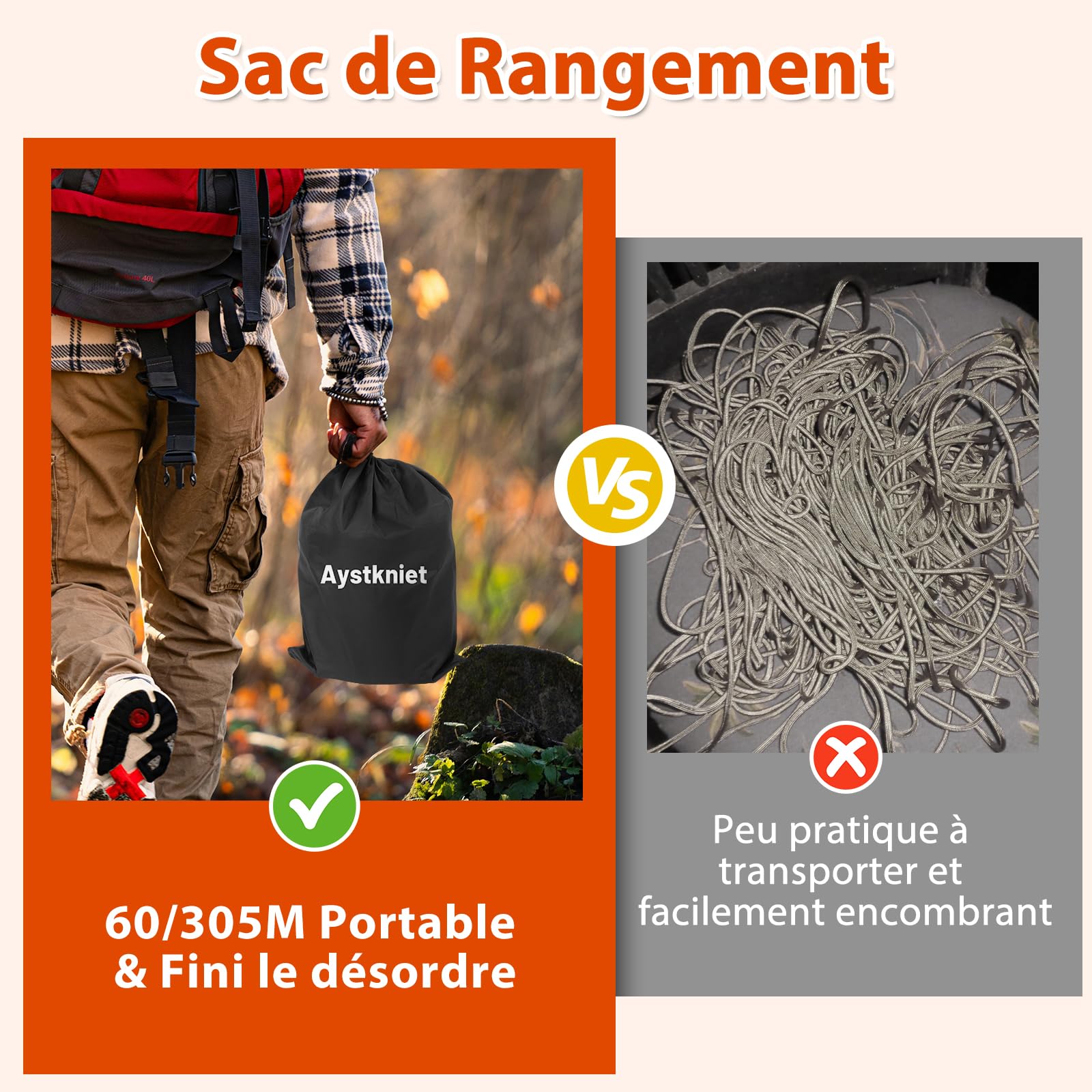 Aystkniet Corde Paracorde Réfléchissante, Corde Parachute, Orange, 305M | 11 Brins Internes, Diamètre 4 mm, Charge Max 386kg, Résiste à l'abrasion, Résiste aux UV, pour l'artisanat Camping Bricolage