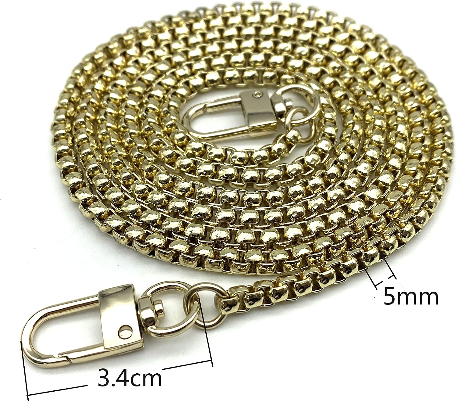 Custom personalized bag Purse crossbody shoulder Box chain strap handles replacement extender 47 Inches / 120cm Light gold T108A
