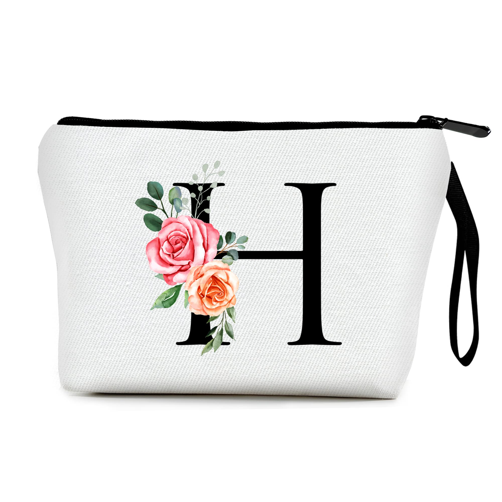 Personalised Makeup Bag Gifts for Women A-Z Make up Bag Gifts for Birthday Christmas Best Friend Her Women Mum Wedding Gifts for Bride Bridesmaid Cosmetic Bag Holder(H)