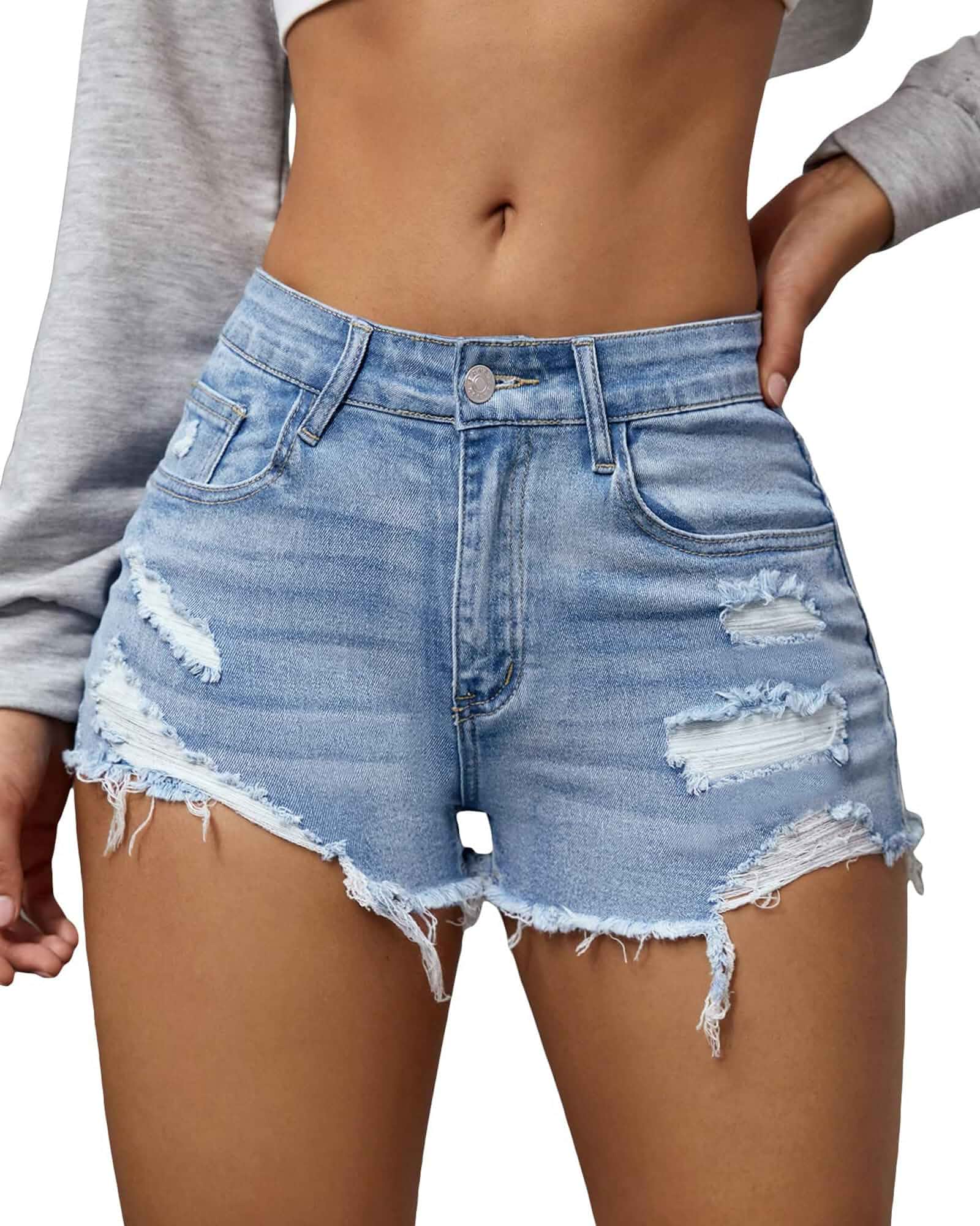 Womens Shorts Jeans Y2k Outfits Summer Vintage Low Rise Ripped Distressed Skinny Mini Denim Shorts Regular Fit