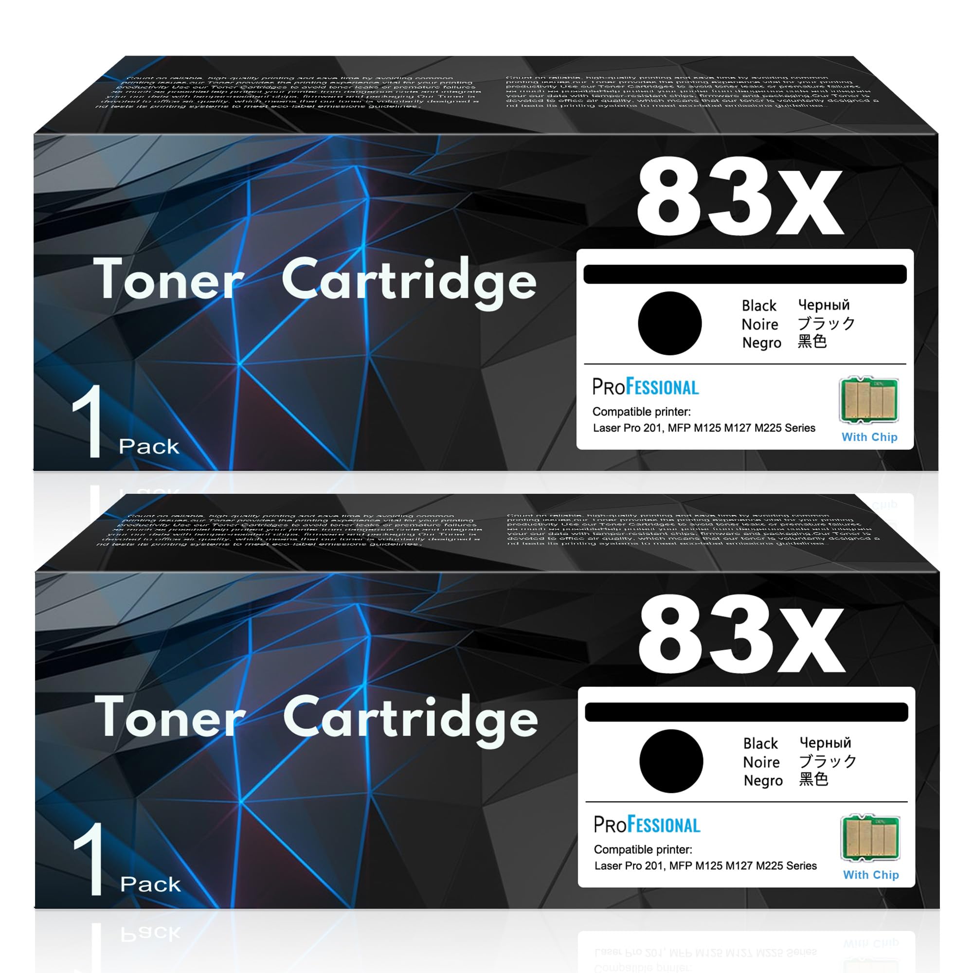 83X High-Yield Toner Cartridge Black Replacement for HP 83X CF283X 83A CF283A Work with Laser M201 M201dw M201n MFP M125 M125a M125nw M125rnw M127fn