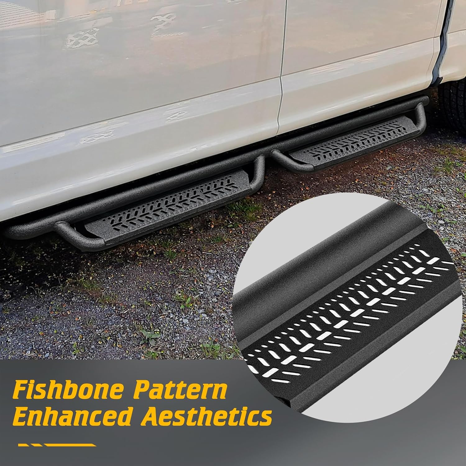 Running Boards Compatible with Chevy Colorado & GMC Canyon 2015-2026 Crew Cab Two Stairs Side Steps Fit for Colorado & GMC Canyon Anti-Slip Drop Down Rock Slider Side Step Bars