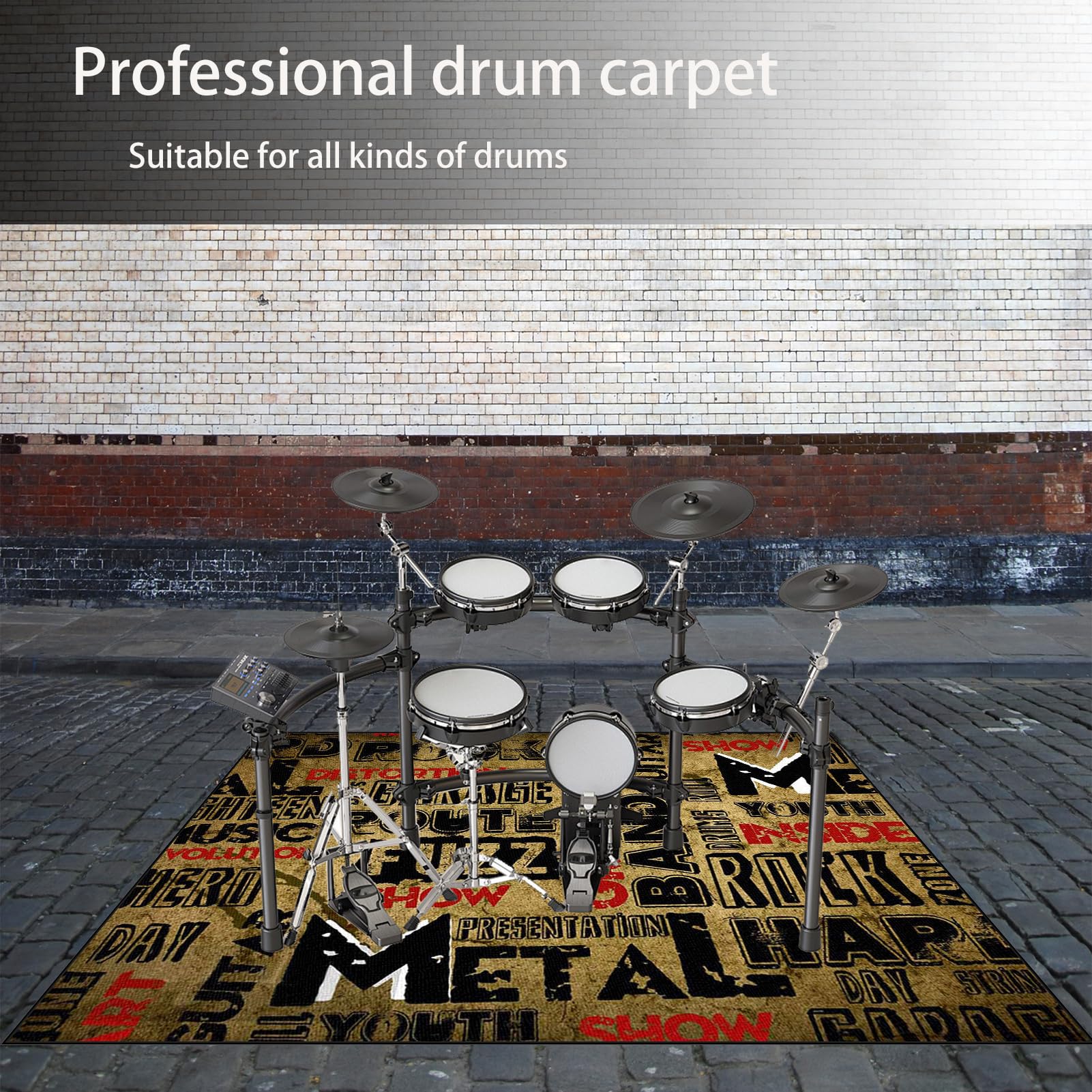 Alfombra Bateria Electronica 120 x 70 cm Antivibracion Antideslizante Alfombras Bateria Insonorizante Alfombrilla de Tambor para Baterías Acústico Caja Bombo y Otros Instrumentos Musicales