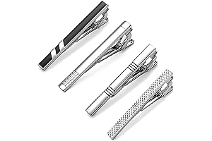 Tie Clips for Men - Classic Style Silver Tie Bar Set for...