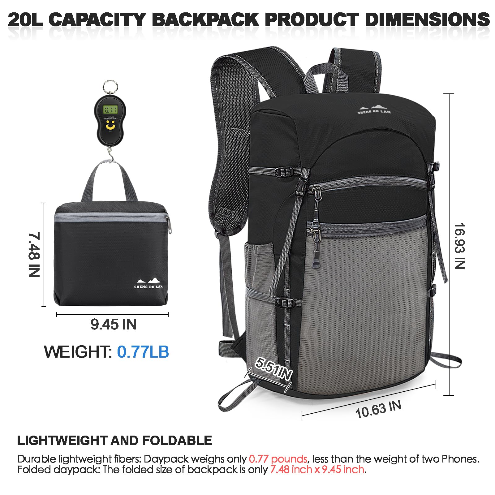 Seektop Small Lightweight Hiking Backpack, 20L Foldable Water-resistant Travel Camping Backpack Daypack for Men Women