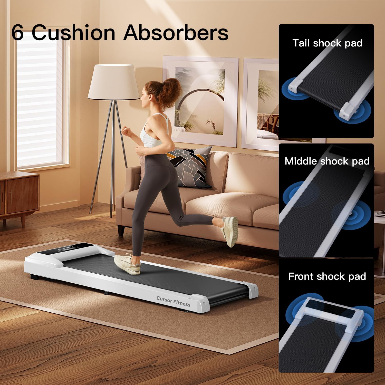 CURSOR FITNESS Under Desk Treadmill with Full-Screen Display, 2 in 1 Walking Pad, 2.5 Quiet Brushless, 265 LBS Capacity for Home and Office Workout CURSOR FITNESS Under Desk Treadmill with Full-Screen Display, 2 in 1 Walking Pad, 2.5 Quiet Brushless, 265 LBS Capacity for Home and Office Workout