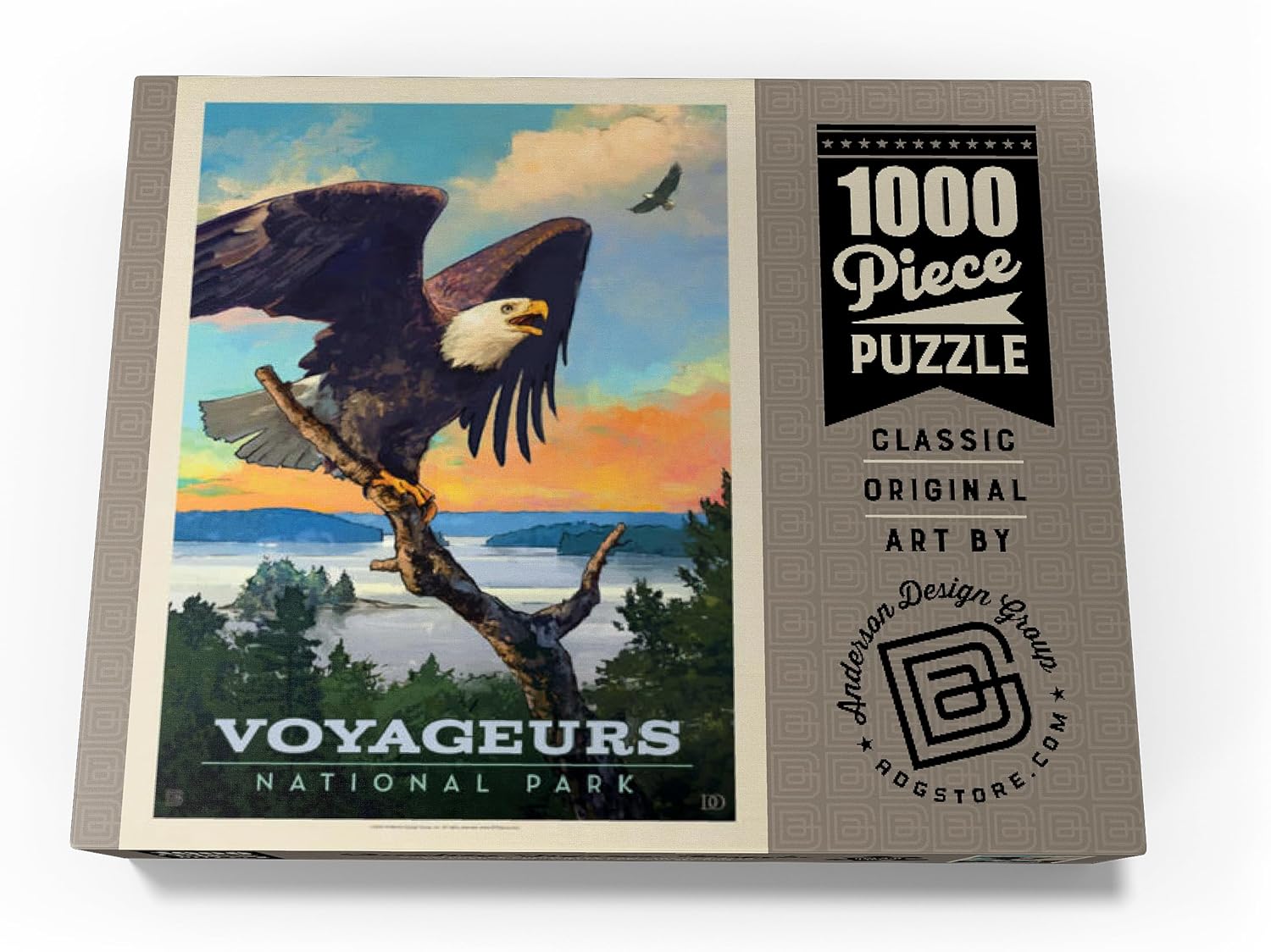 MyPuzzle Voyageurs National Park: Bald Eagle, Vintage Poster - Premium 1000 Piece Jigsaw Puzzle for Adults