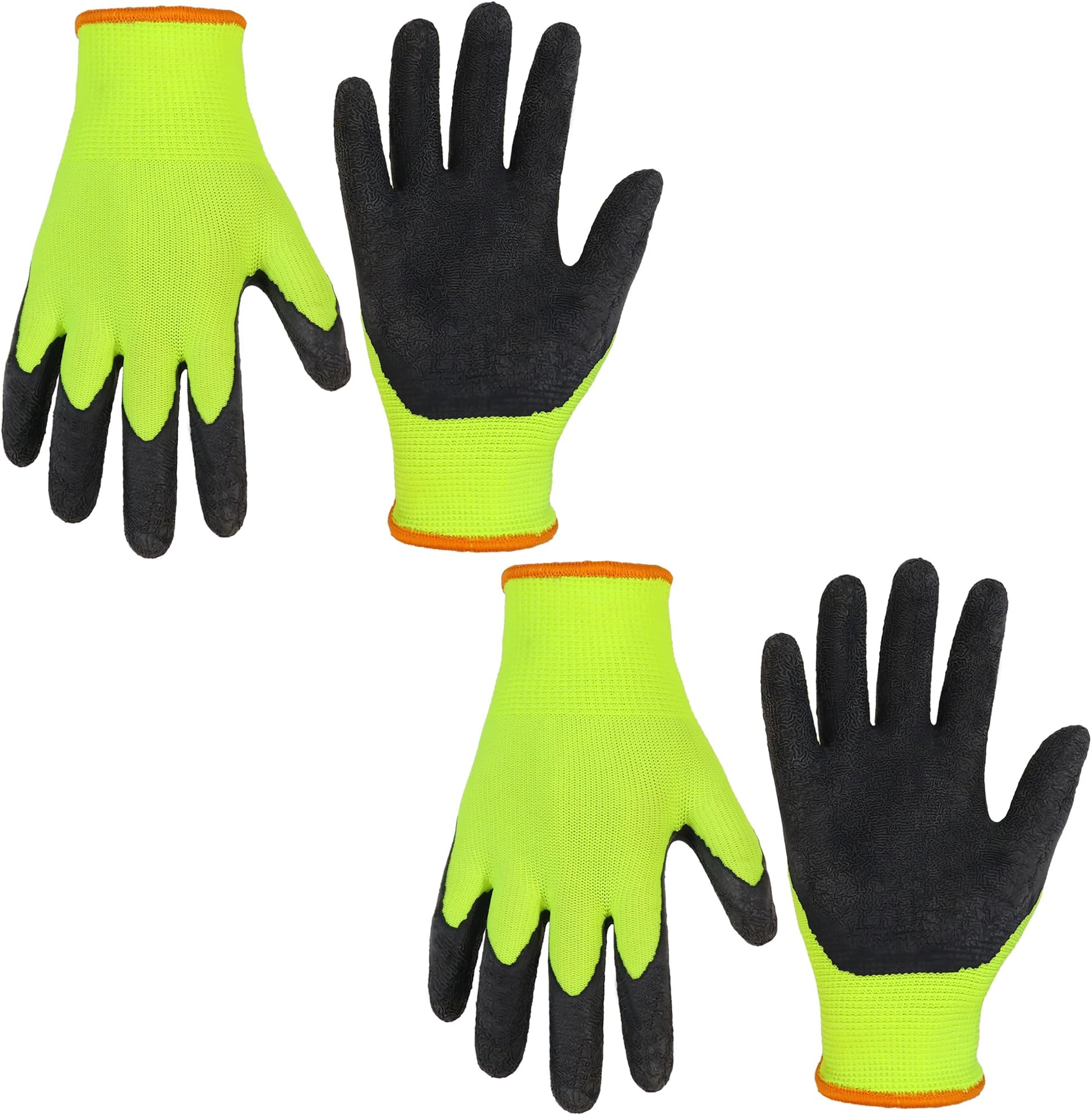 HANDLANDY 2 Pairs Kids Gardening Gloves for Age 2-13, Foam Rubber Coated Childrens Garden Yard Work Outdoor Playing Gloves for Little Girls Boys (Size L, Age 5-7)