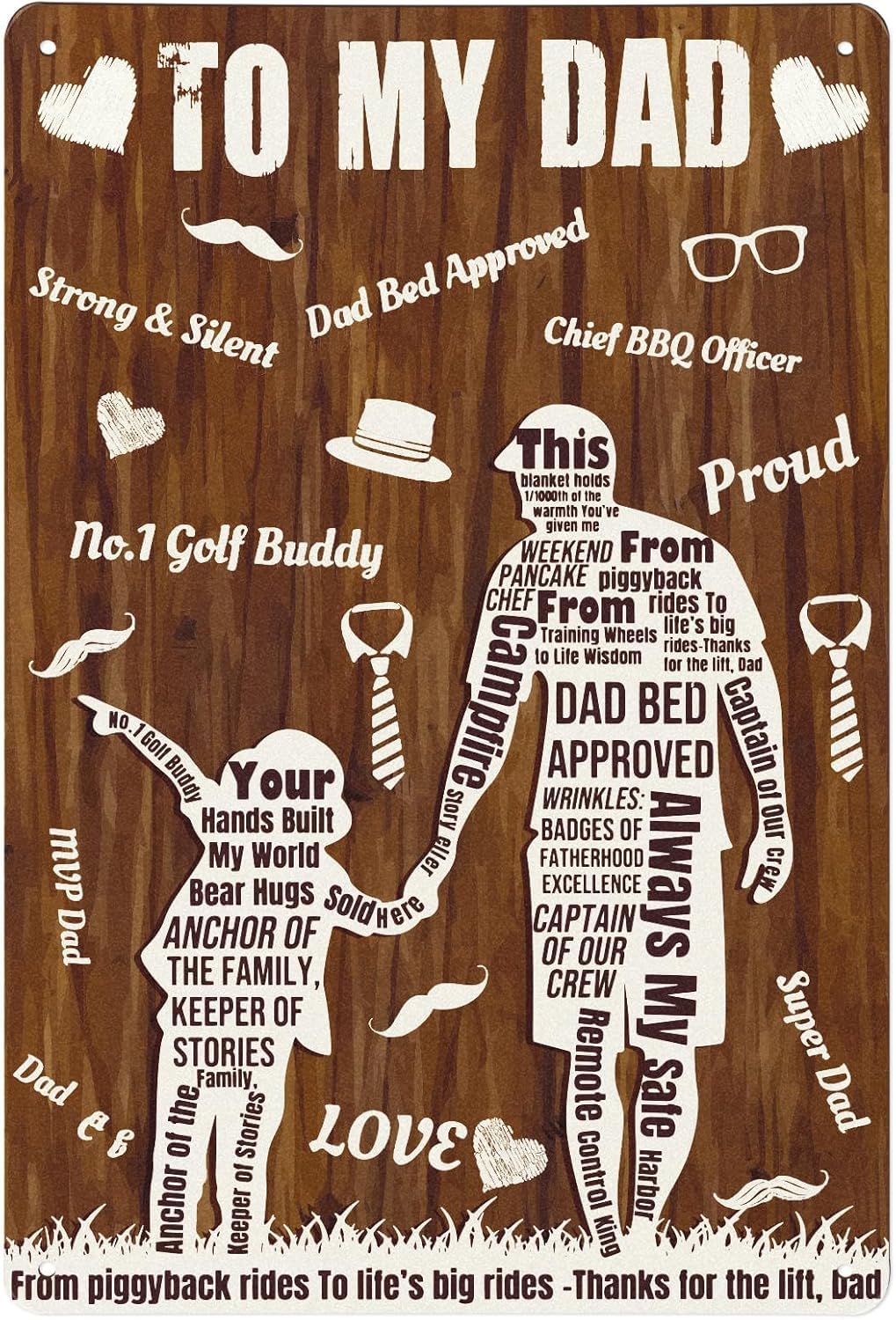 SMAZDFXX To My Dad Signs Fathers Day Birthday Novelty for Dad from Daughter, Funny Print Wall Art Tin Metal Sign Plaque Bar Pub Garage Vintage Retro Wall Decor 5.5"x8"