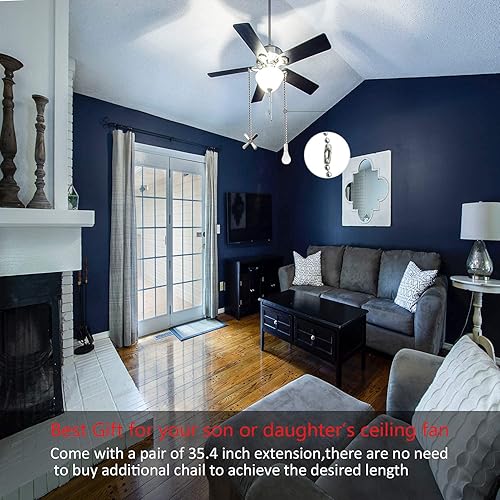 Miniatura 4 de Iceyyyy El juego de cremallera de ventilador de techo plateado + bronce incluye extensión adicional de cremallera de ventilador de bola de cobre de