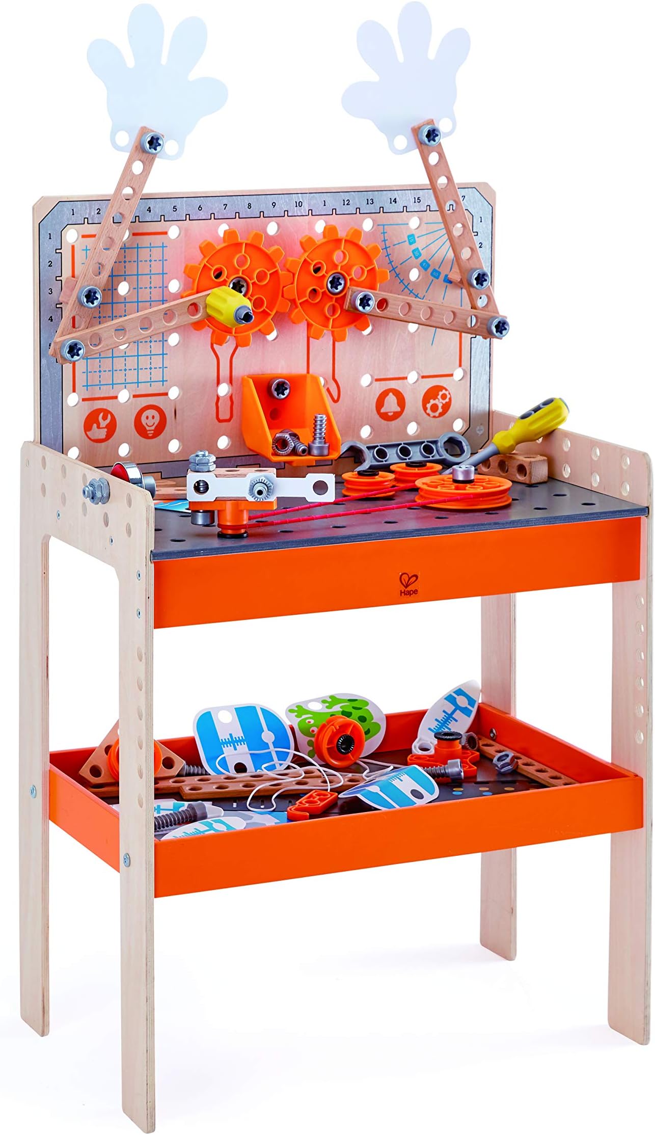 Hape Deluxe Scientific Workbench | 79-Piece Junior Inventor Experiment Kit for Kids | Wooden STEM Workshop Set with 15+ Experiments for Building, Learning Science, and Creative Engineering Play
