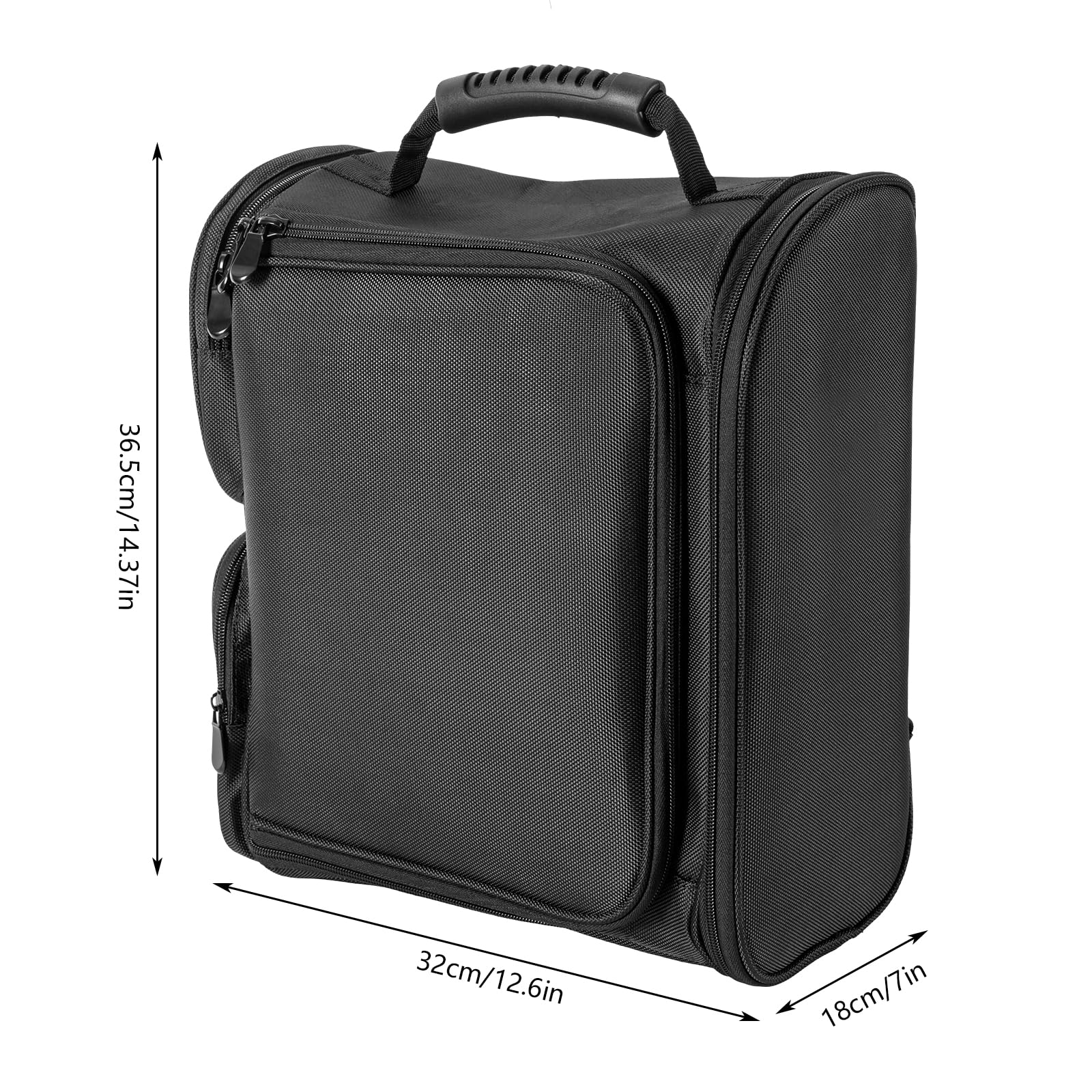 Bolsa de cosméticos profesional de nailon negro, bolsa de maquillaje con bolsas de almacenamiento transparentes para cosméticos, mochilas de viaje, para viajes, gimnasio, camping, uso familiar 32 x 18