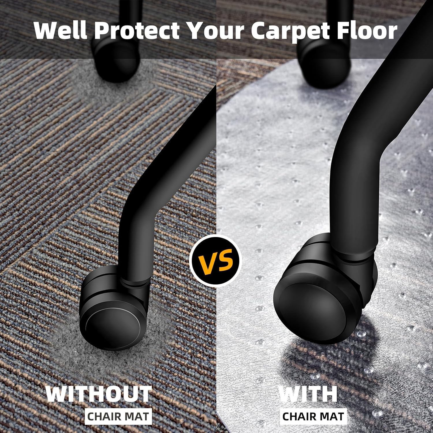 Office Chair Mat for Carpet: 36" x 36" Plastic Heavy Duty Computer Desk Mats for Low Flat and No Pile Carpeted Floor - Clear Rug Pad for Rolling Chairs Office Work Home Gaming Round