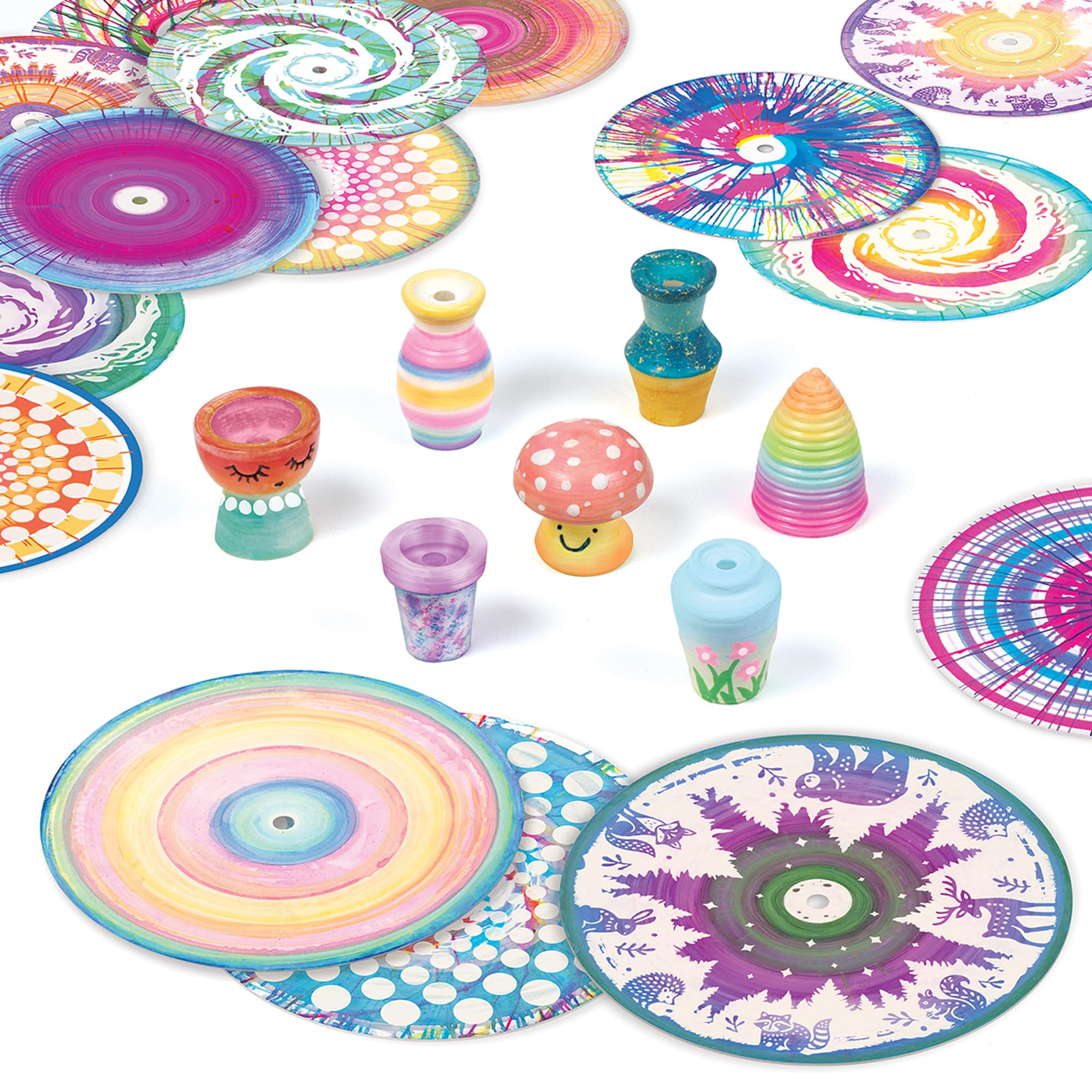 Make It Real Kit Cerámica 2 en 1, Torno y Spin Art para Niños