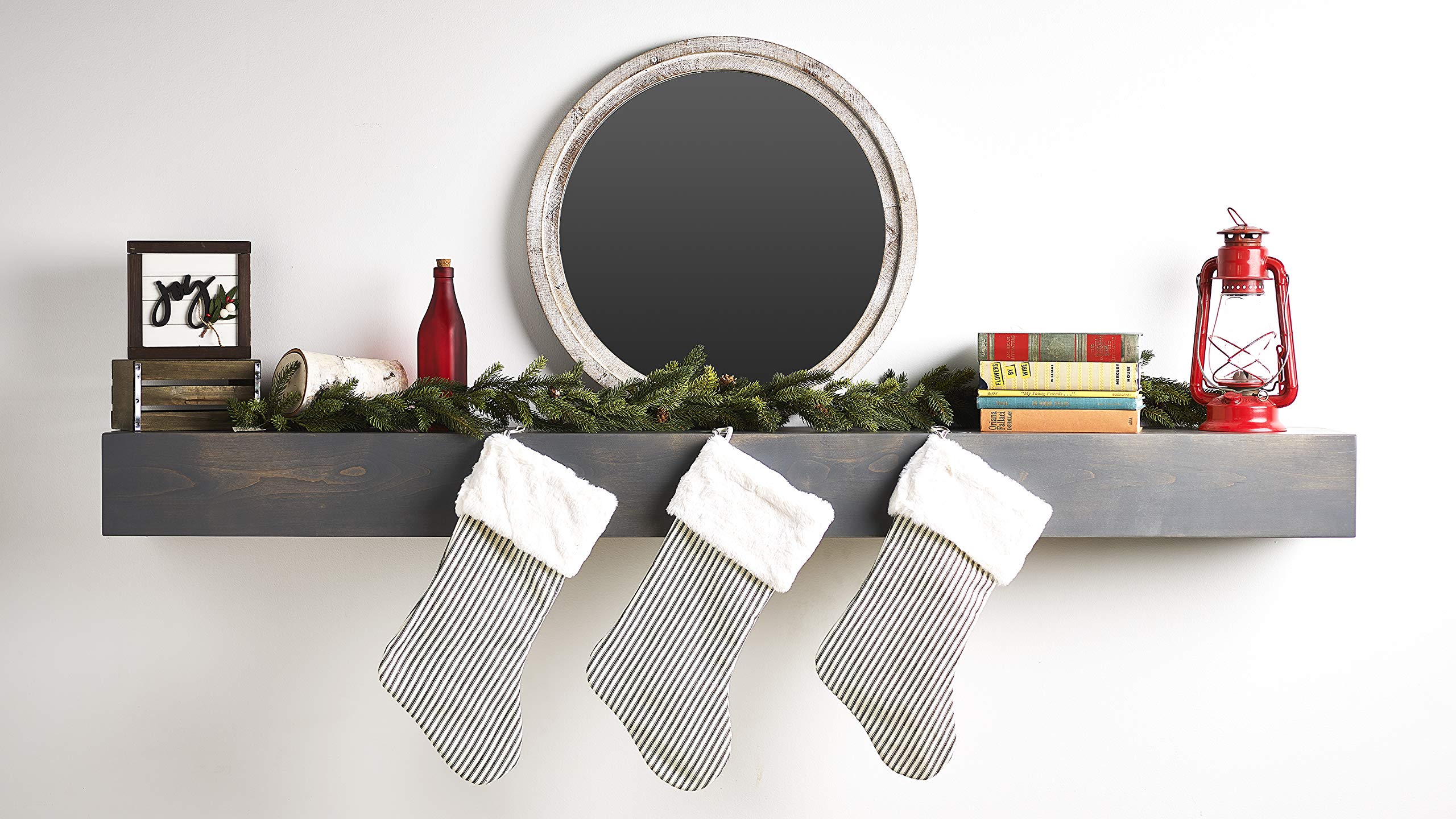 Bjorn Woodworks Driftwood Grey Mantel Shelf 60 Inch Sturdy Knotty