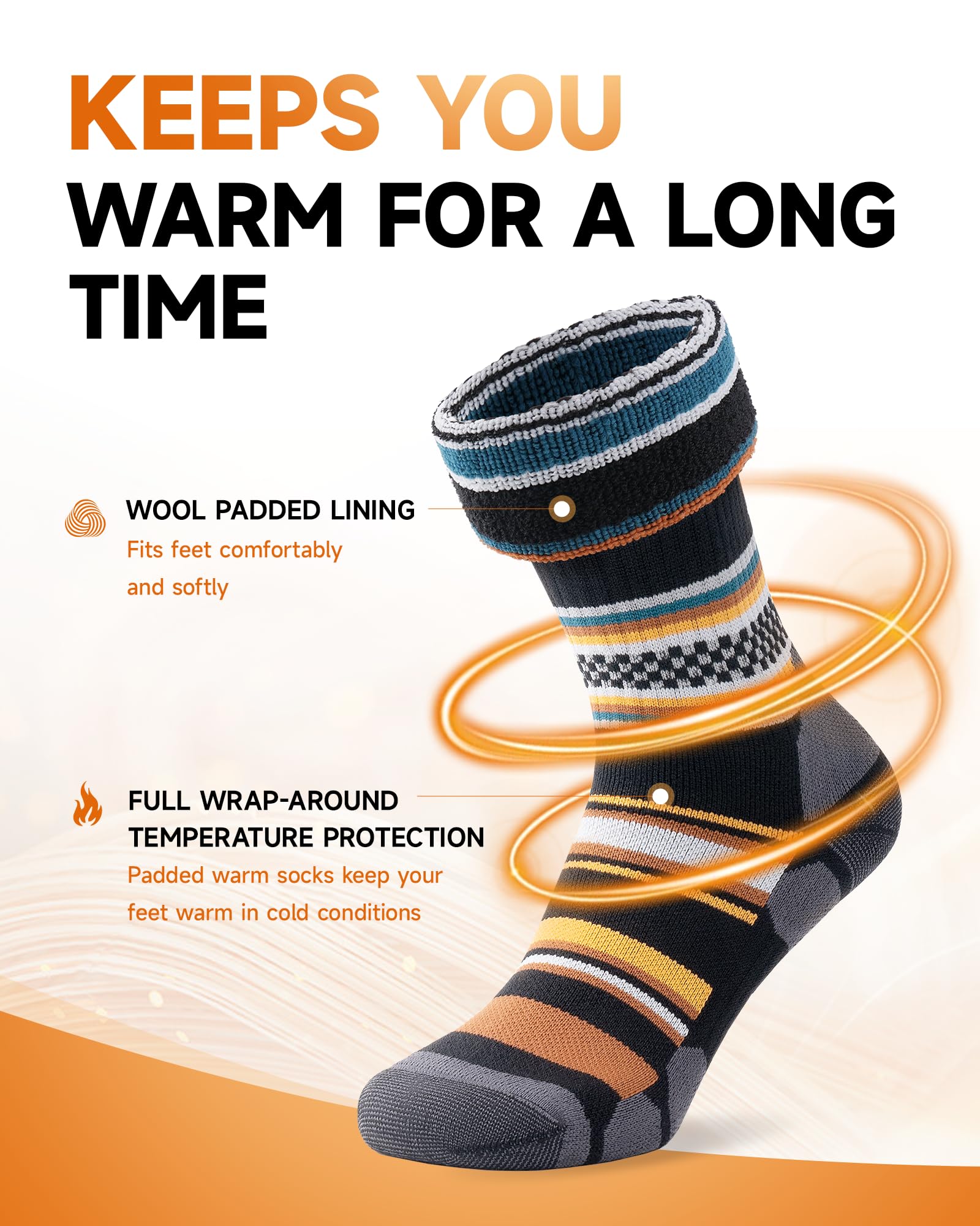 TANSTC Calze Termiche Uomo e Donna in Lana Merino, Calzini Invernali Classici, Traspiranti, Antiscivolo, 35-38 39-42 43-46 47-50, 3 Paia