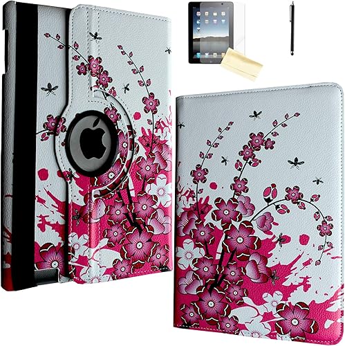 JYtrend Funda para iPad 2 (2011)iPad 3 (2012)iPad 4 (2012), soporte giratorio Smart Case Cover Magnetic Auto Wake UpSleep para A1395 A1396 A1397