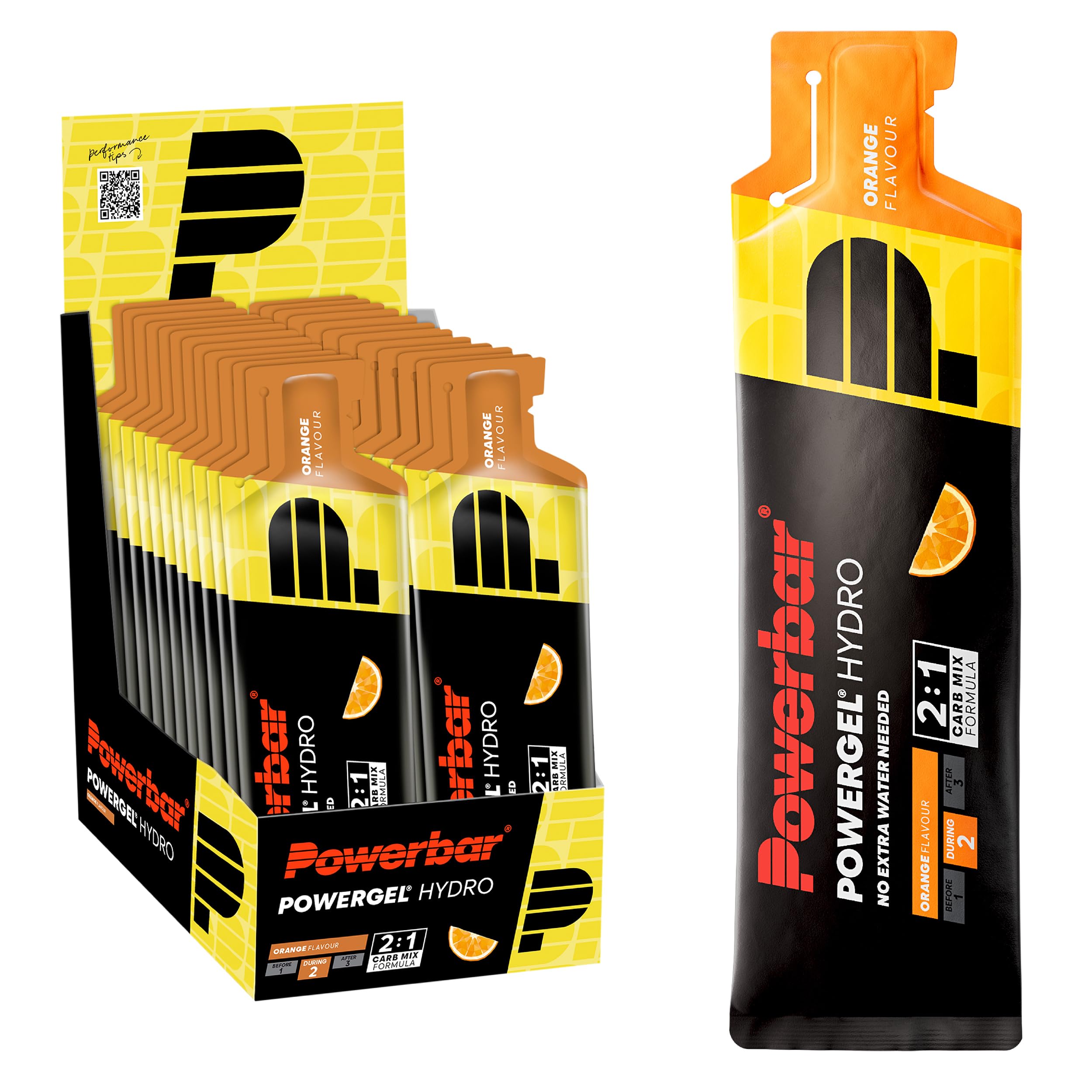 Powerbar - PowerGel Hydro - Orange - 24x67ml - High Carb Energie Gel - koffeinfrei - Natrium&Sodium