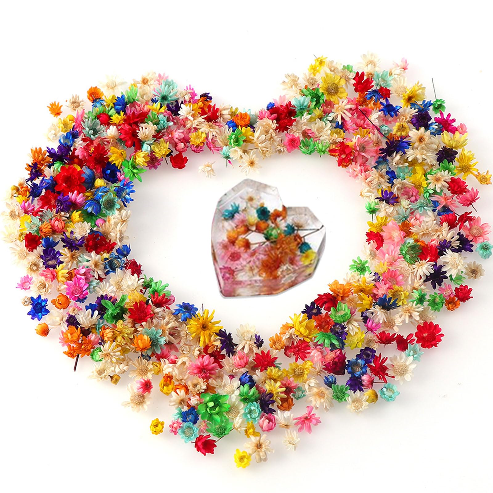 150-300 piccoli fiori secchi multicolore per resina epossidica UV fai da te (tinti). Creazione di candele, sapone, riempitivo per lavori artigianali. - Italia