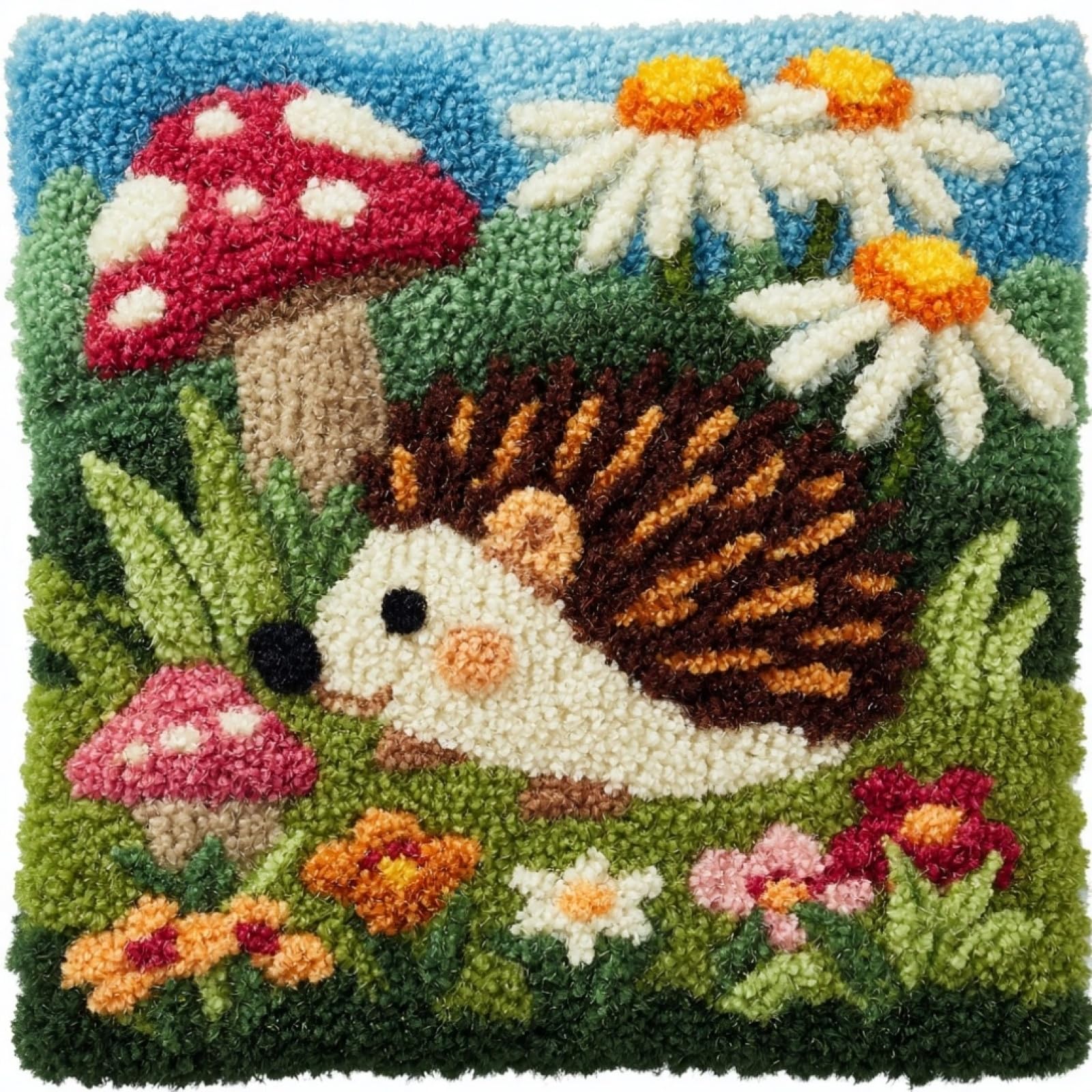 AxiangziK Latch Hook Cushion Kits,Flowers and Hedgehogs