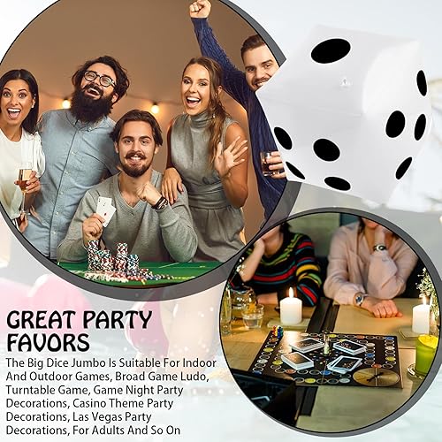 Miniatura 5 de Paquete de 3 dados inflables grandes jumbo gigantes para interiores y exteriores, juego de mesa Ludo, favor de fiesta en la piscina (20 pulgadas,