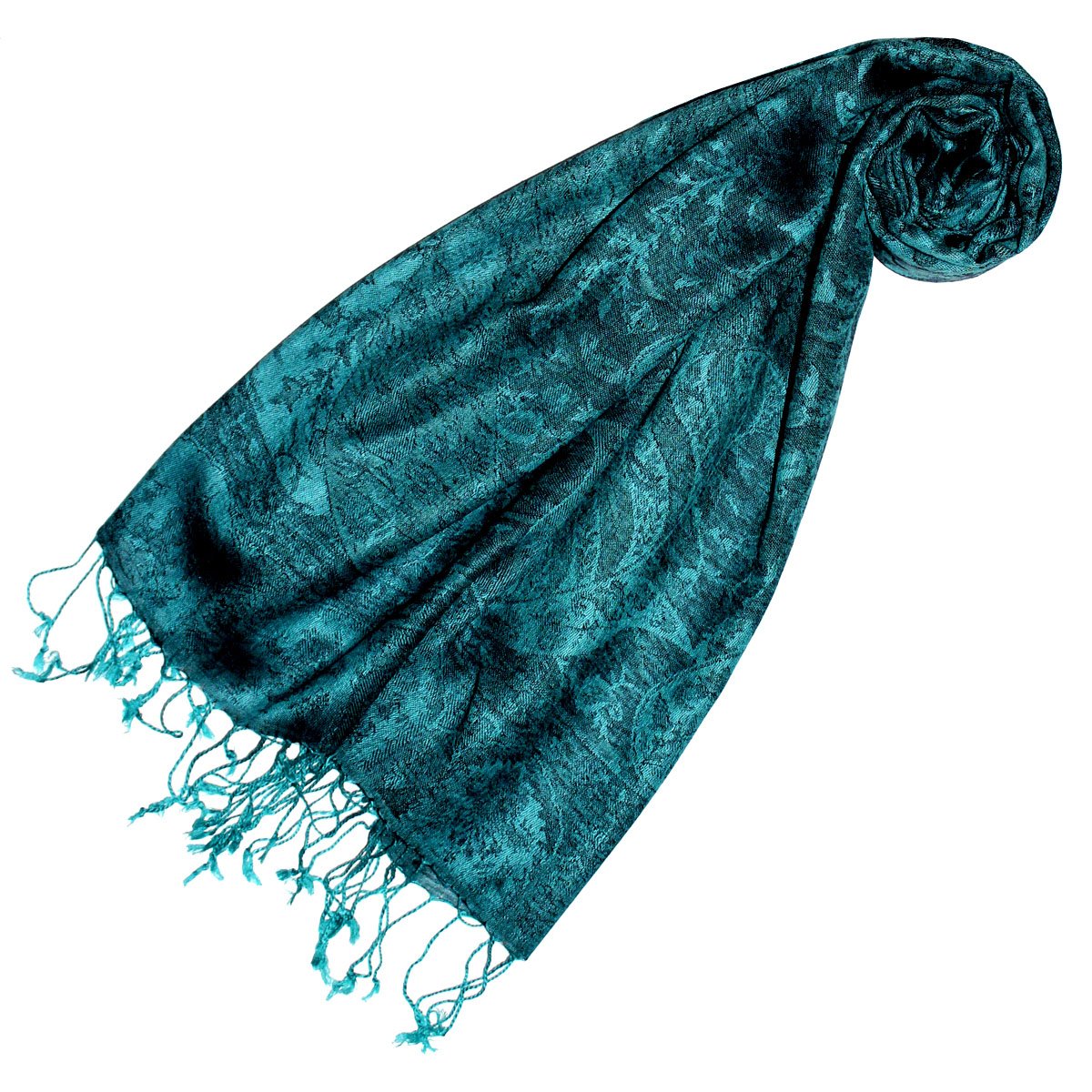 Lorenzo Cana - Pashmina Damen Schal Schaltuch hochwertig kuschelweich und leicht Damenschal Stola 70 cm x 180 cm opulentes türkis grün Paisleymuster aufwändig gewebt 78148