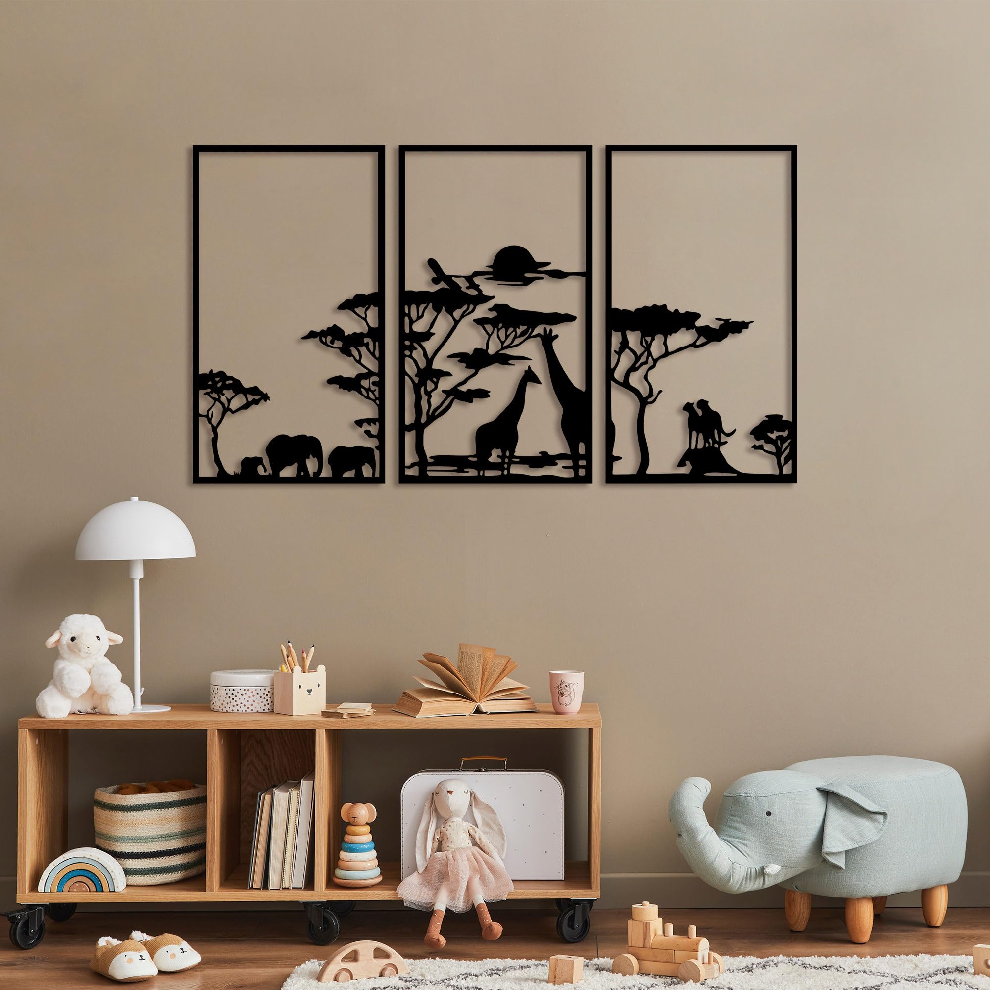 Stylish Black Decorative Metal Wall Accessory (3 Pieces), 40 x 69 cm, 100% Metal, 1.5 mm Thickness, Perfect for Modern Home Decor & Gallery Walls