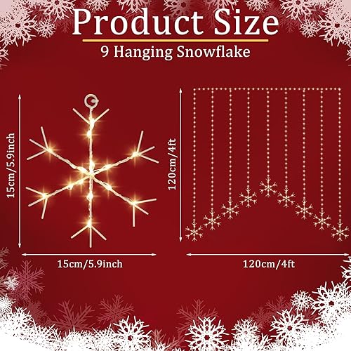 Miniatura 2 de Luces de copos de nieve de Navidad, cortina de copos de nieve de Navidad, 16.4 pies, 325 luces LED de Navidad, decoración para fiesta de Navidad,