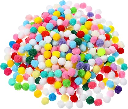 Tweruna 400 PCS Mini Pom Poms for Crafts, 1cm Small Pompoms, Multicolor, Polyester, Craft Pom Poms, Casual, Creative, Festive