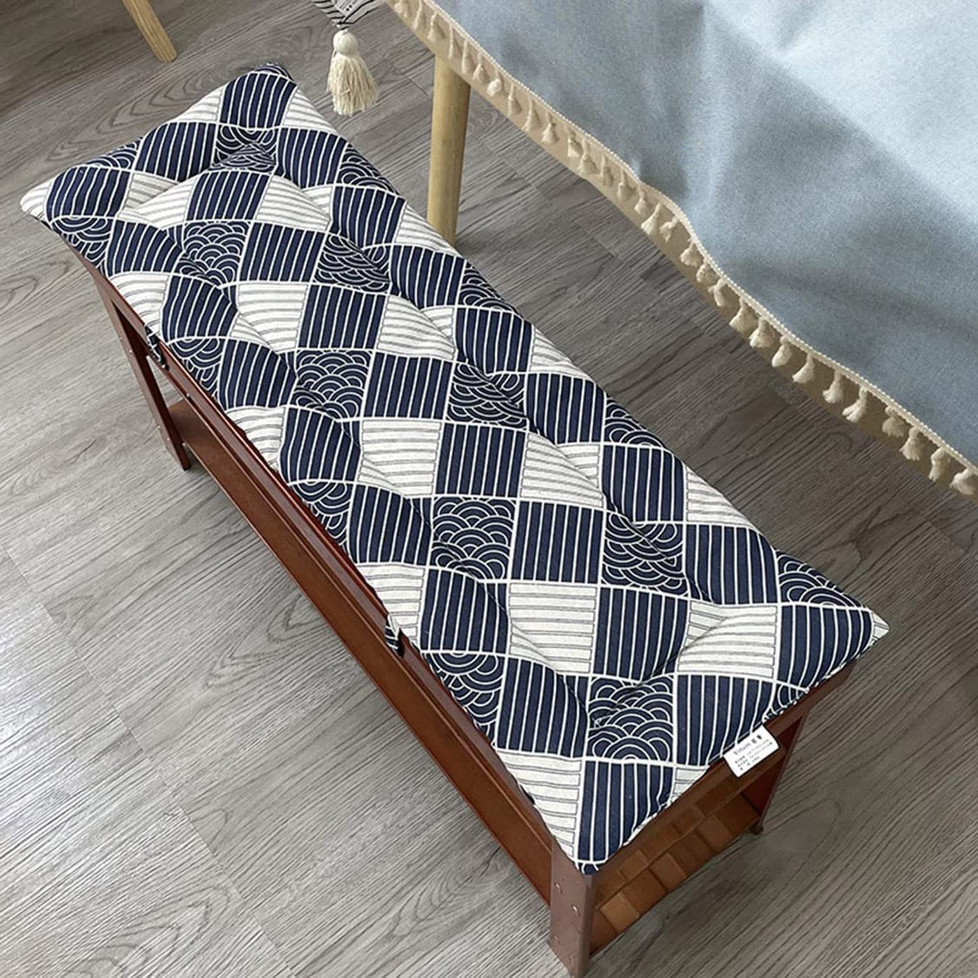 ping bu Garden Bench Cushion 2/3 Seater Indoor Outdoor,Cotton Bench Cushion Pad 80/100/120cm,Non-slip Bench Cushion for Swing Patio Dining (120x40cm,L)