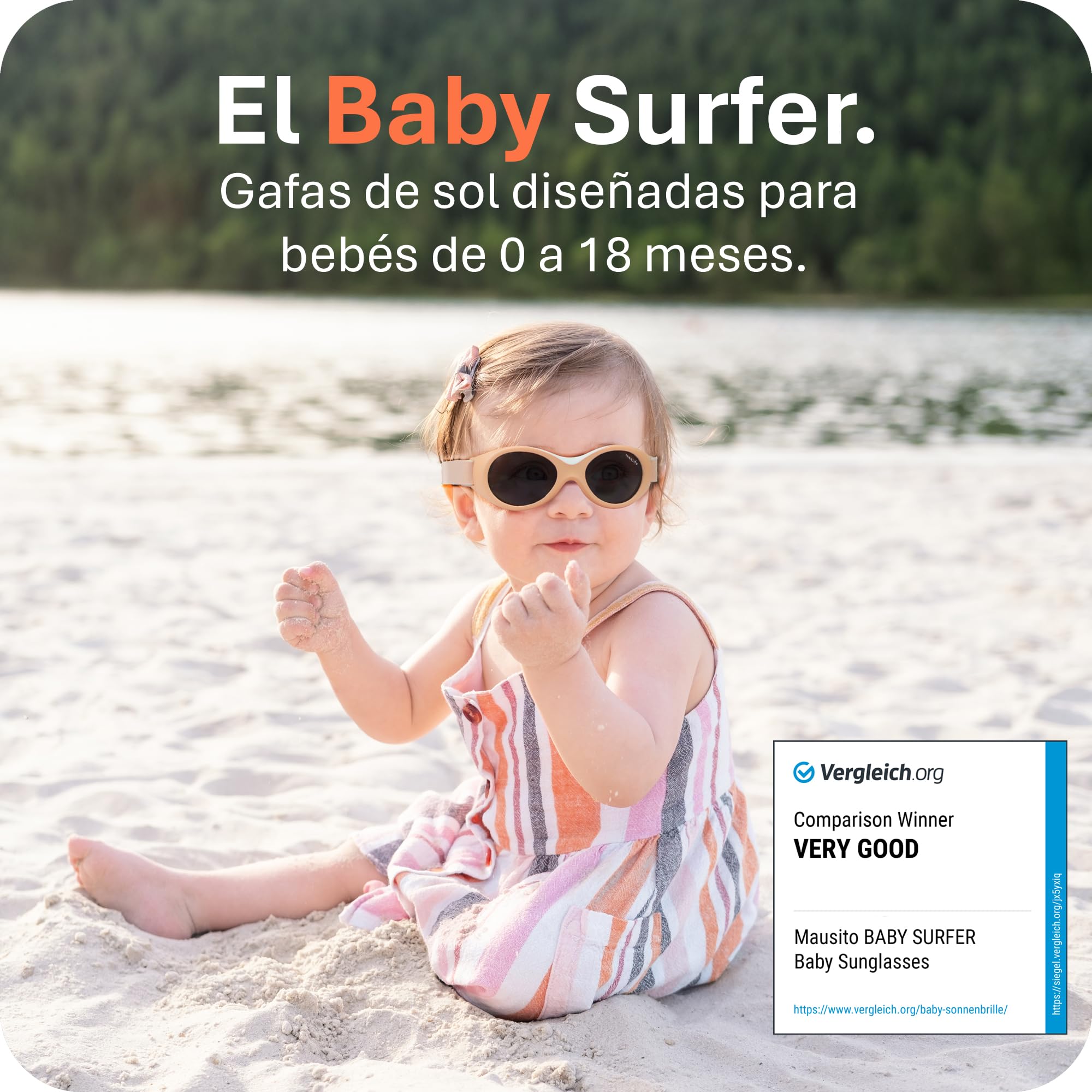 Mausito gafas de sol para bebés 0-18 meses UV400 & lentes categoría 3 | Gafas de sol infantiles flexibles con correa ajustable y suave | Ajuste seguro | Diseño europeo