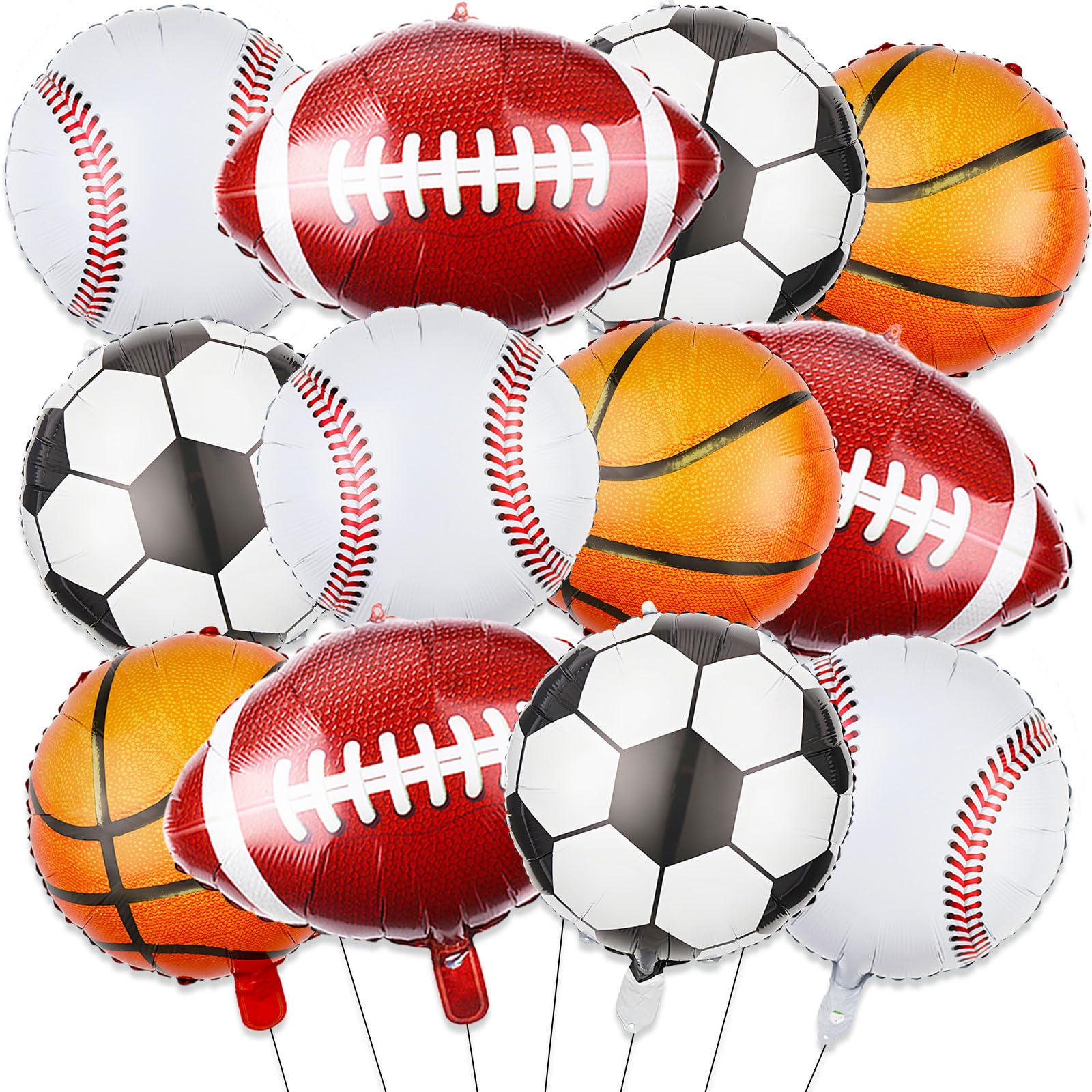 Photo 1 of 12 PCS Sports Balloons Football Basketball Baseball Soccer Football Party Balloons for Sports Birthday Party Decorations Supplies