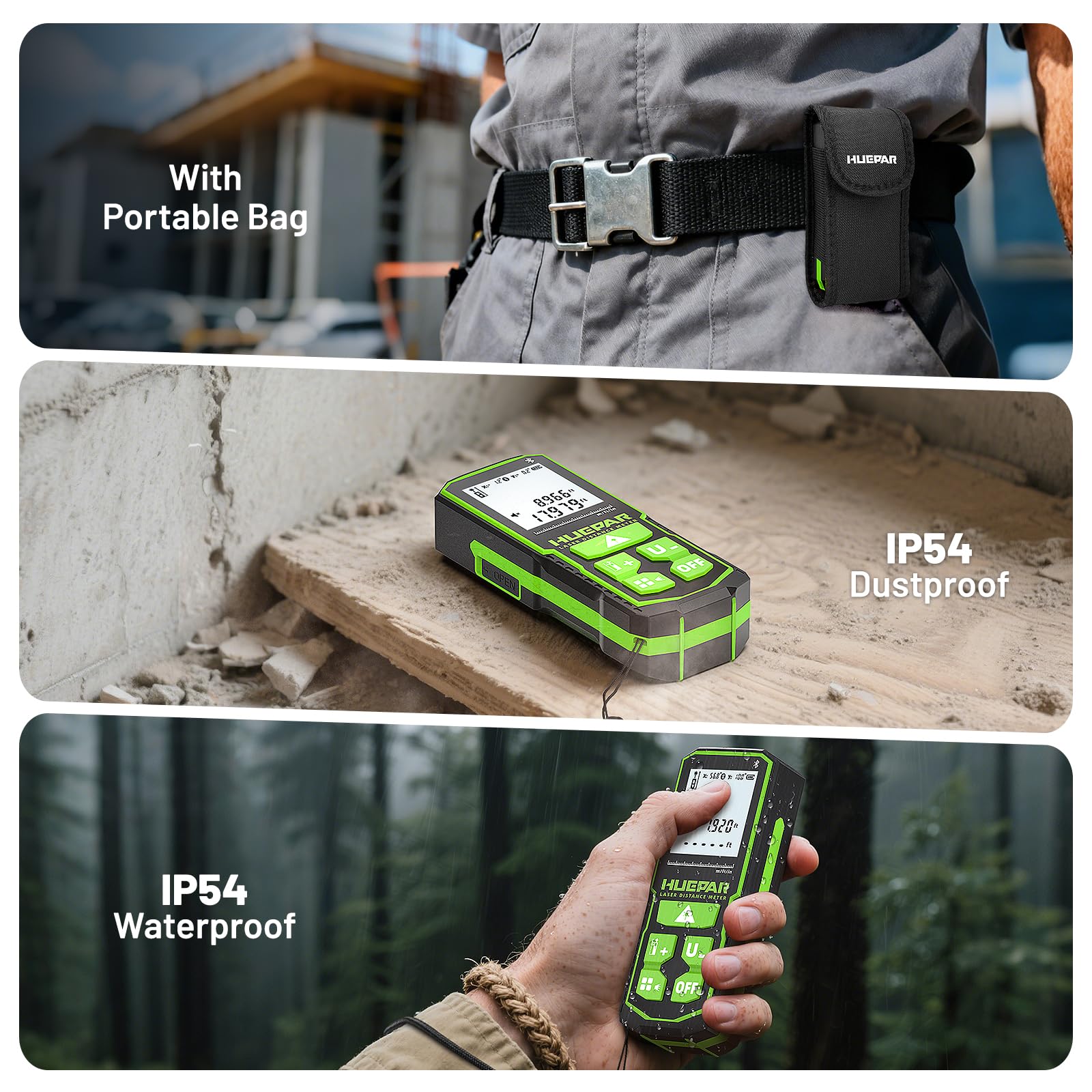 Huepar Bluetooth Green Laser Measuring Tool 395FT, S120-G-BT — Amazon image 8