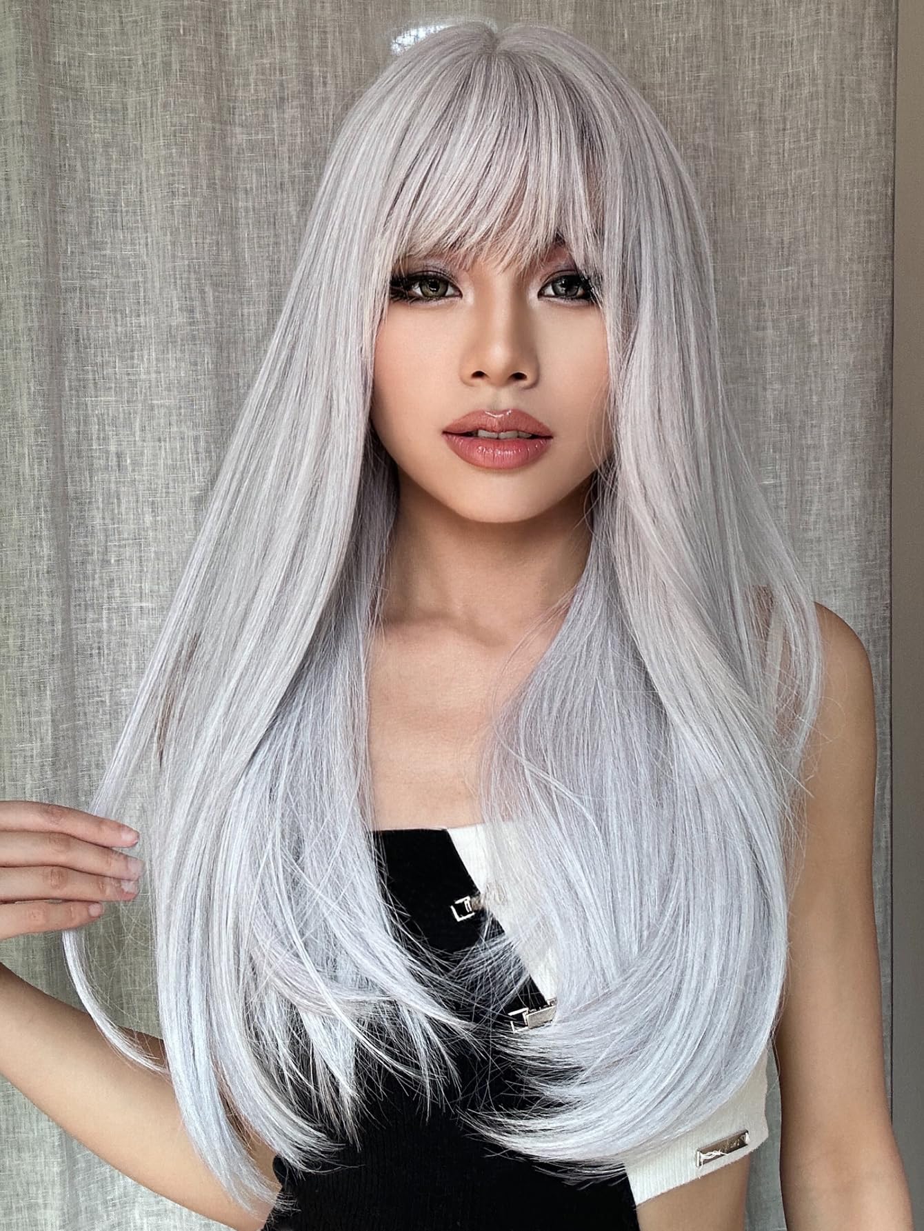 Long Straight Synthetic Wig with Bangs